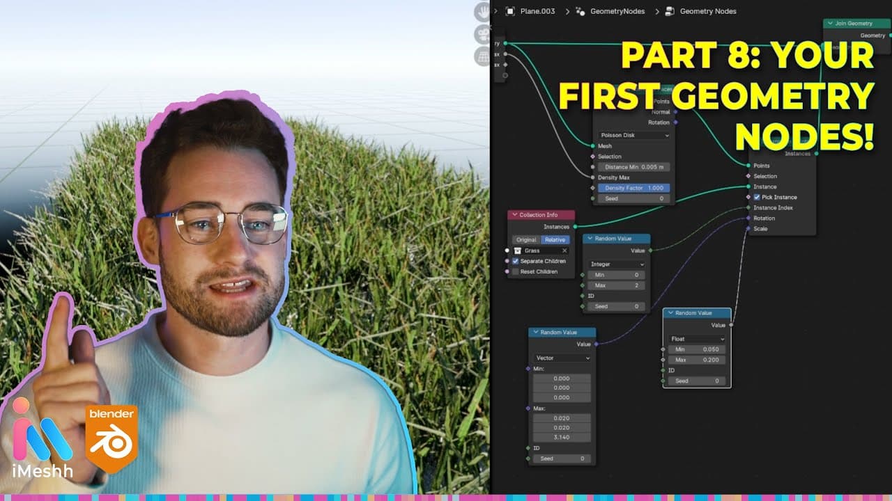 Blender Geometry Nodes: Build a Procedural Grass Scatter System