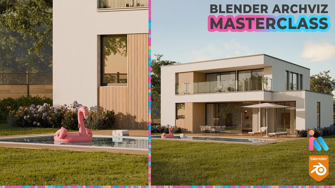 Blender 4.0 Exterior Archviz Masterclass: Modern House from Plans