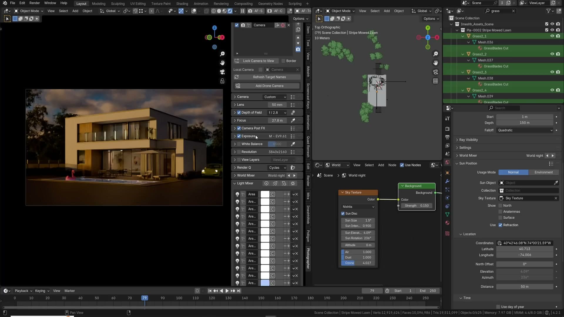 Side-by-side render comparison showing 5 vs 32 bounces with only a second of difference but visibly more light bleed.