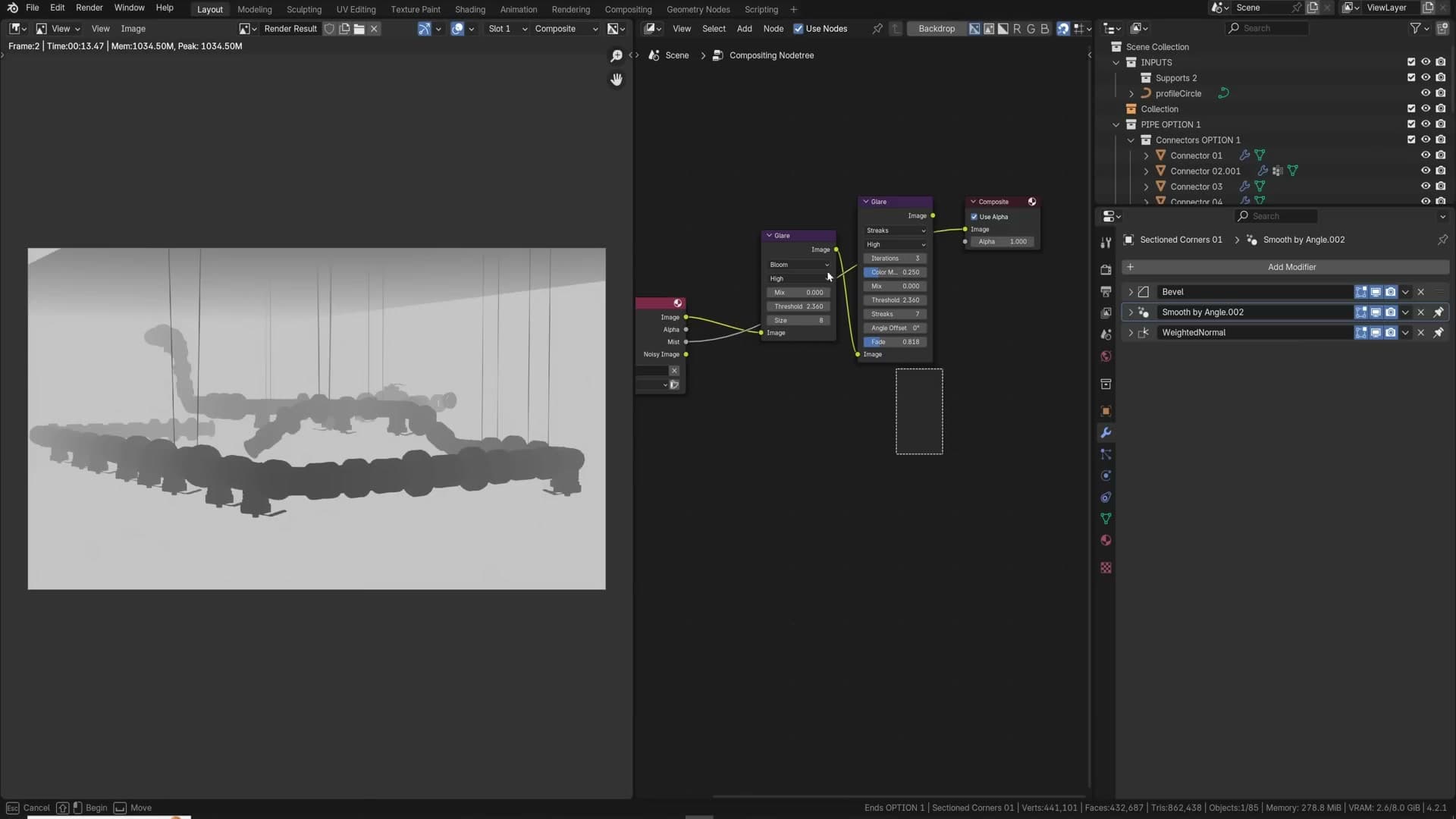 World Mist pass output and Color Ramp shaping the haze in the compositor.