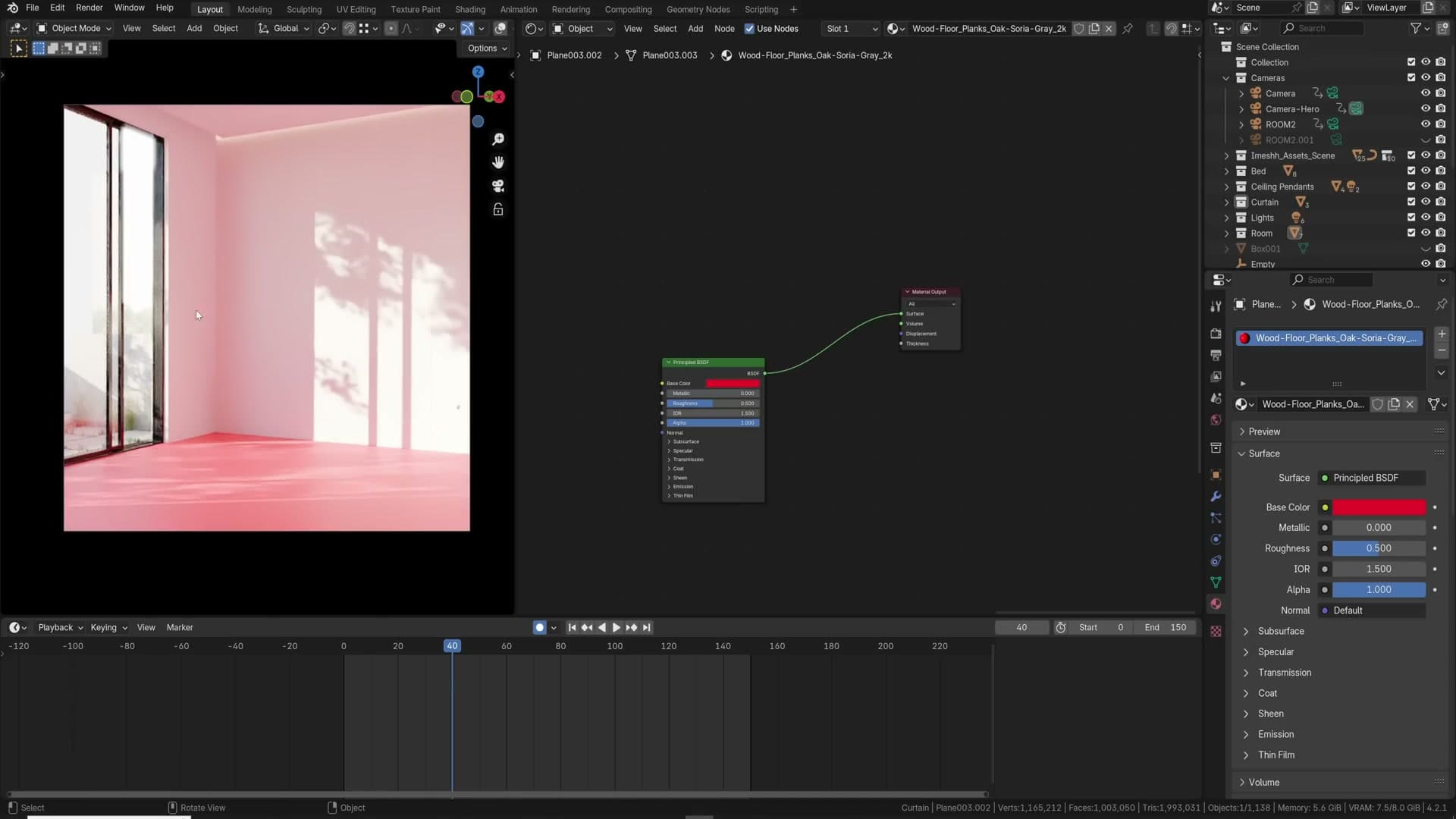 Film → Transparent enabled, environment baked separately and recombined via Alpha Over.