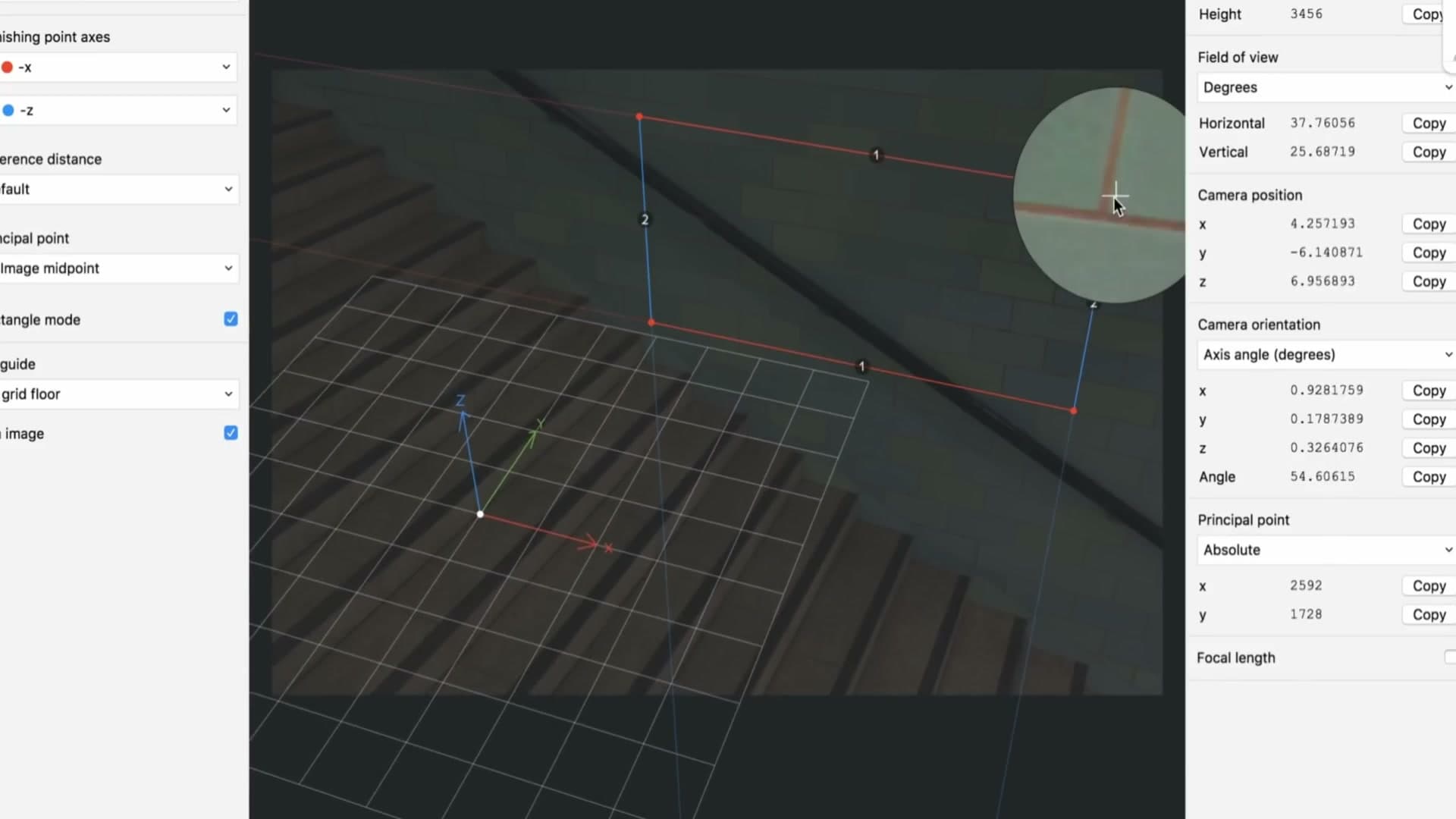 Noise modifiers on location X/Y/Z f-curves give the camera a subtle handheld jitter.