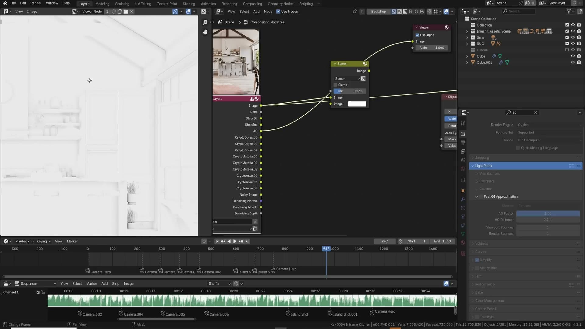 64 vs 256 samples. Three extra minutes brings back detail the denoiser wiped away.