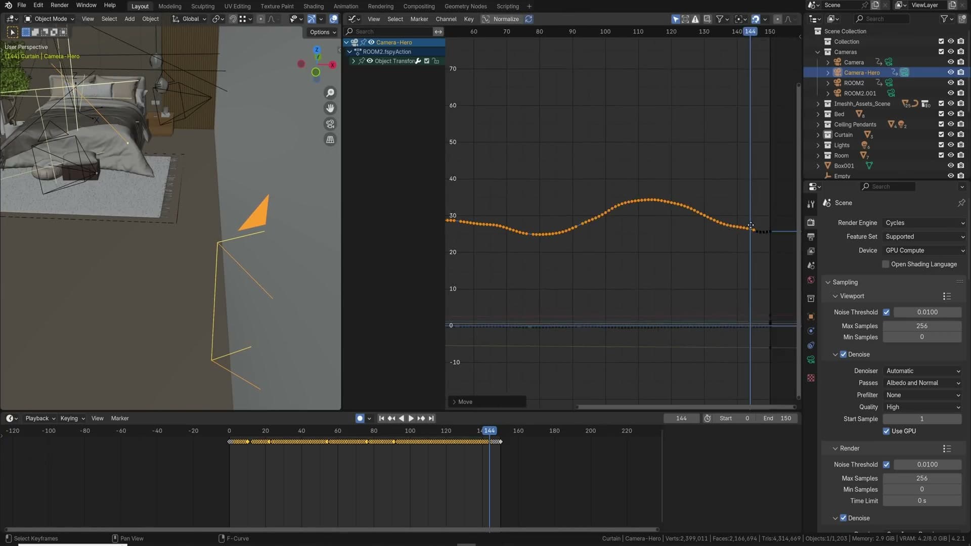 Light Group passes mixed together with Add nodes to rebalance lighting after the render.