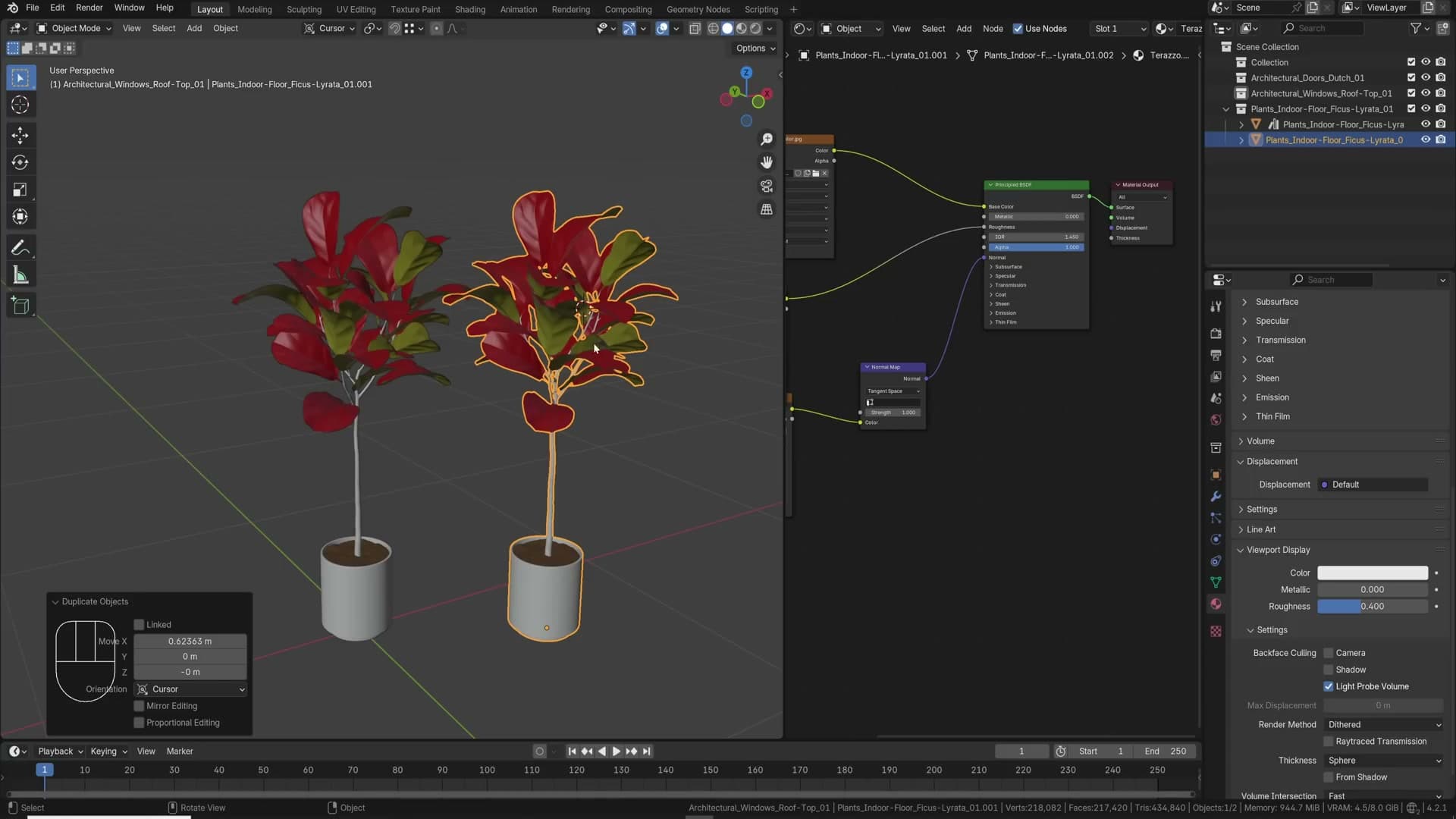 Ctrl+L → Link Object Data merging two duplicated meshes into a single shared instance.
