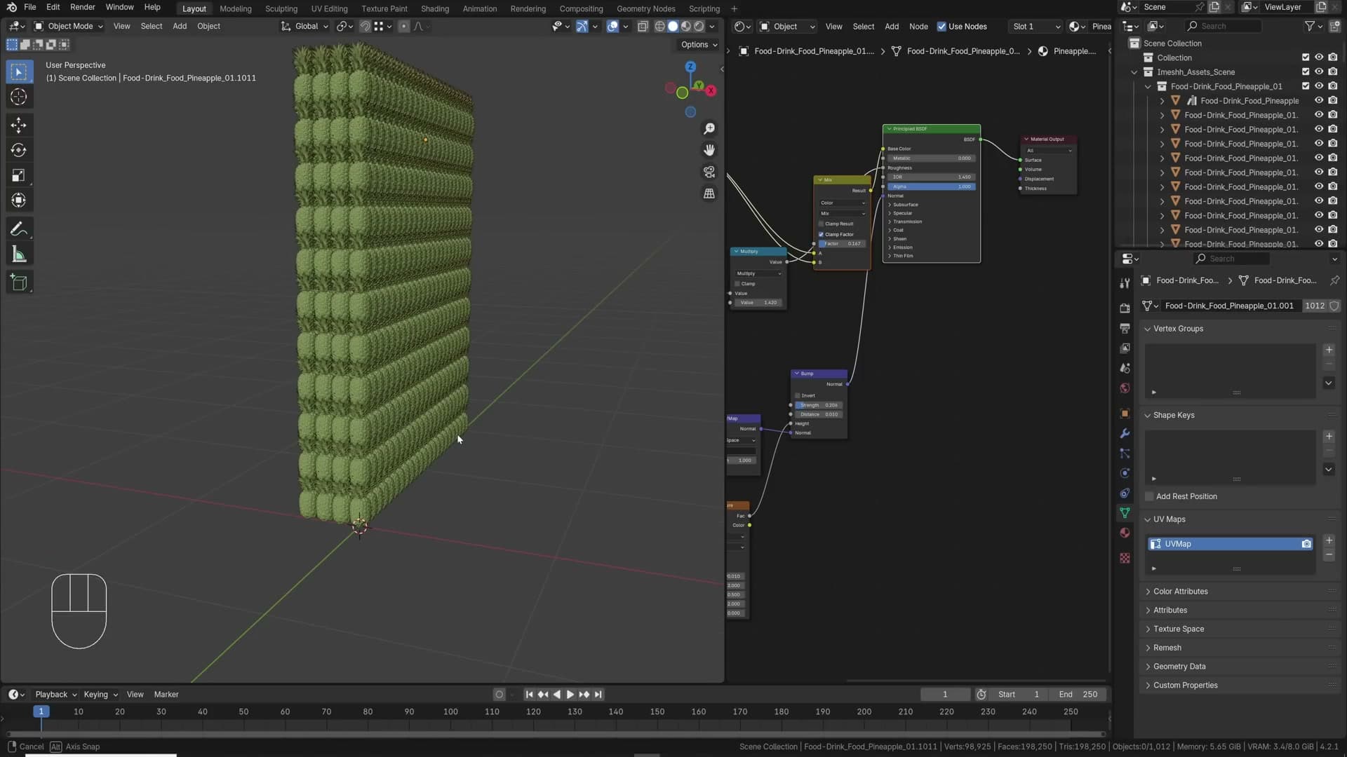 Alt+D instancing a thousand objects with the face count staying flat at 200k.