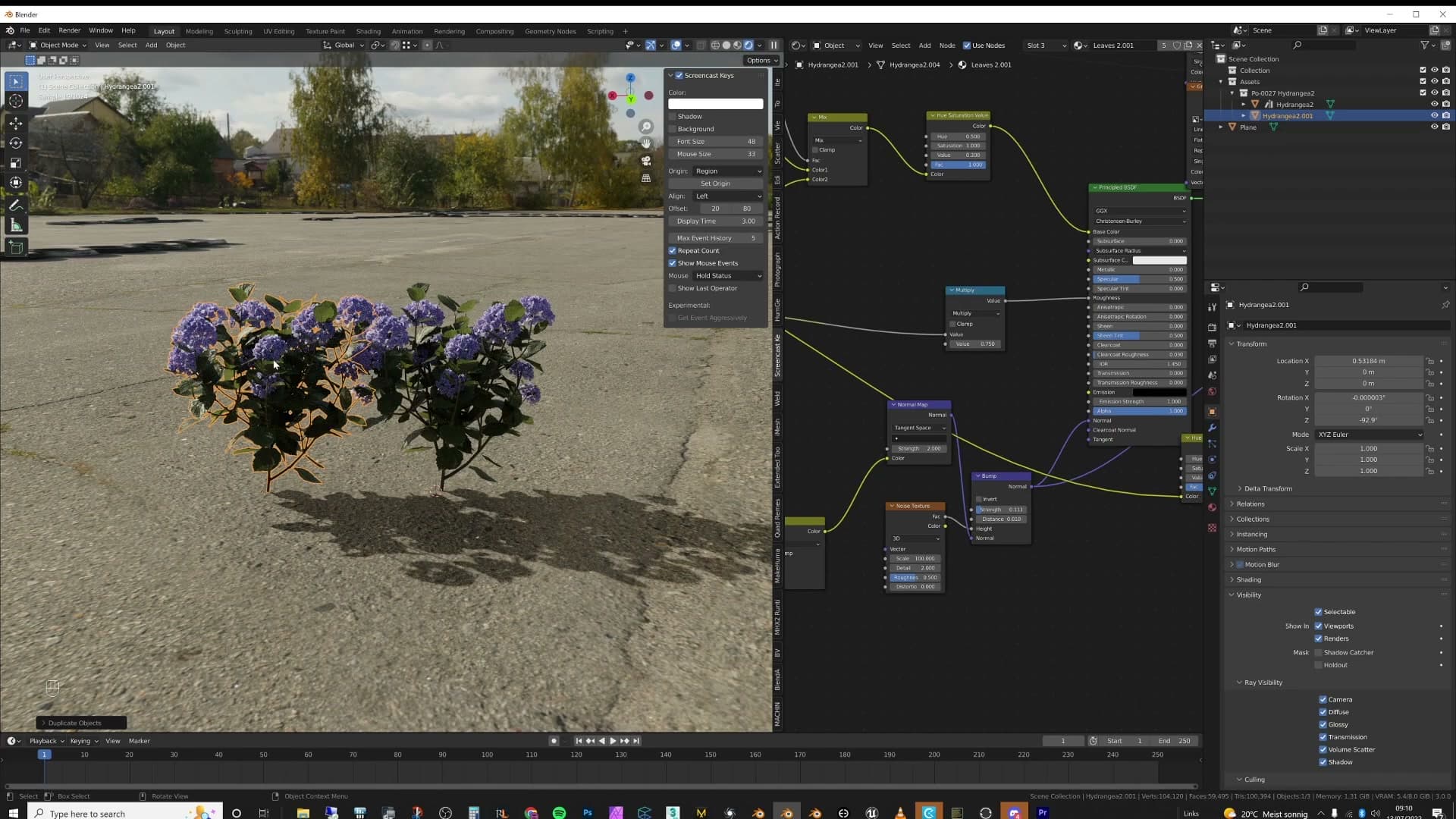 Shift+D moving a duplicated object along the X axis.