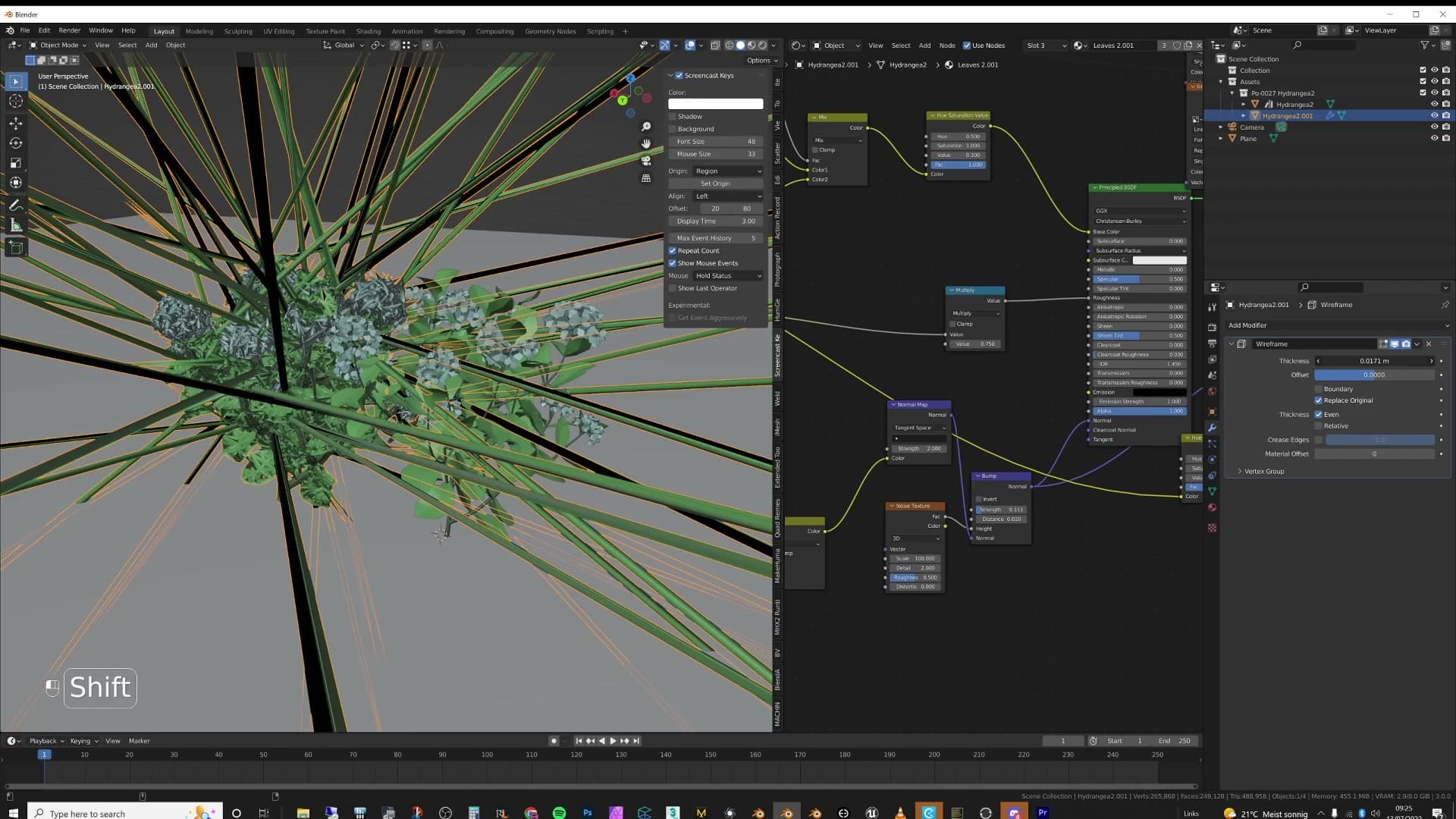 Wireframe modifier applied to one Alt+D copy while the original mesh stays solid.