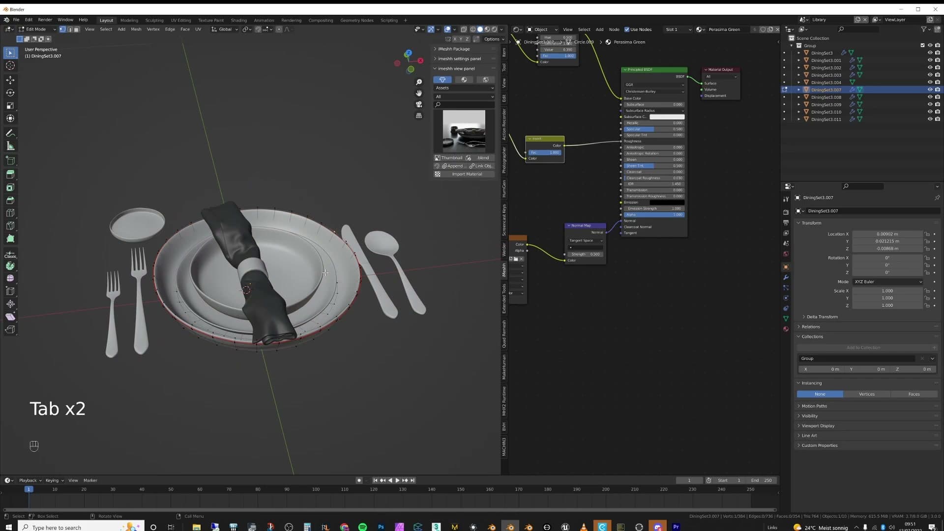 Tab pressed on the instance jumping into the Library scene to edit the source objects directly.