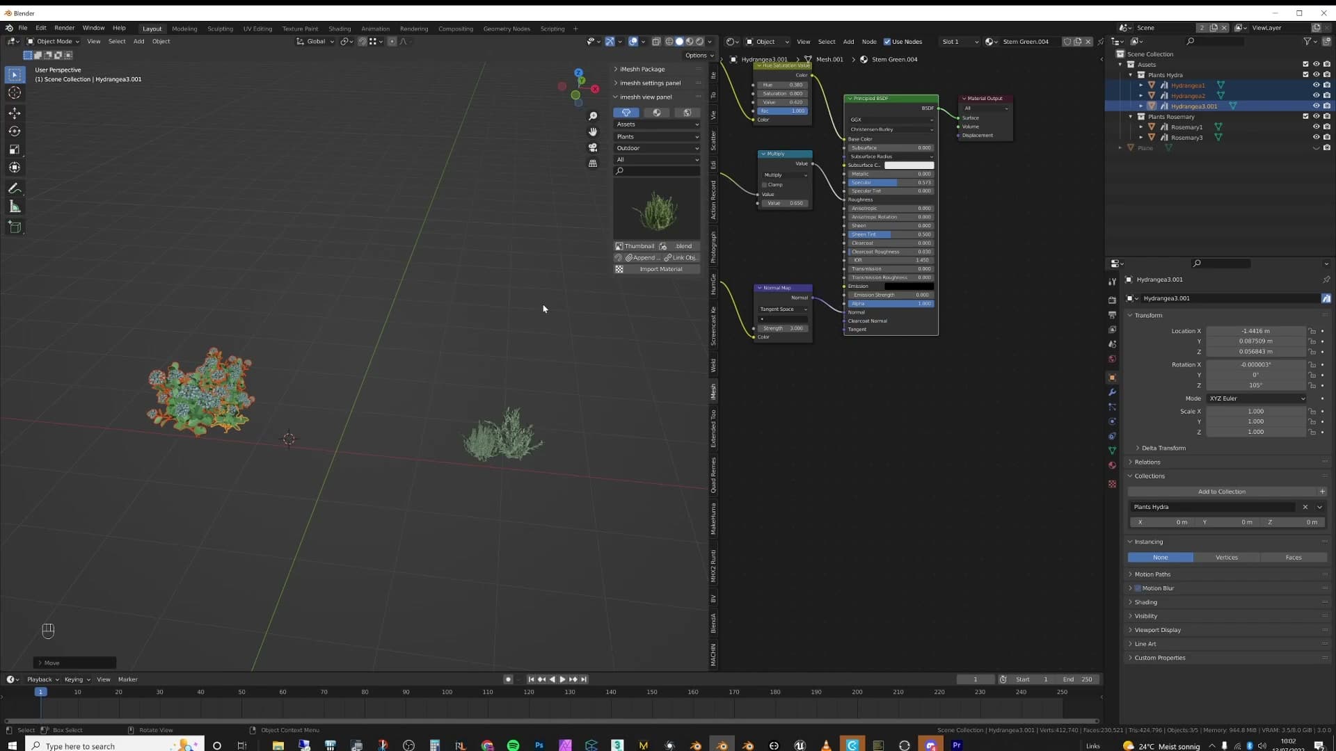 Origin fixed inside the Library scene via cursor placement and Set Offset From Cursor.