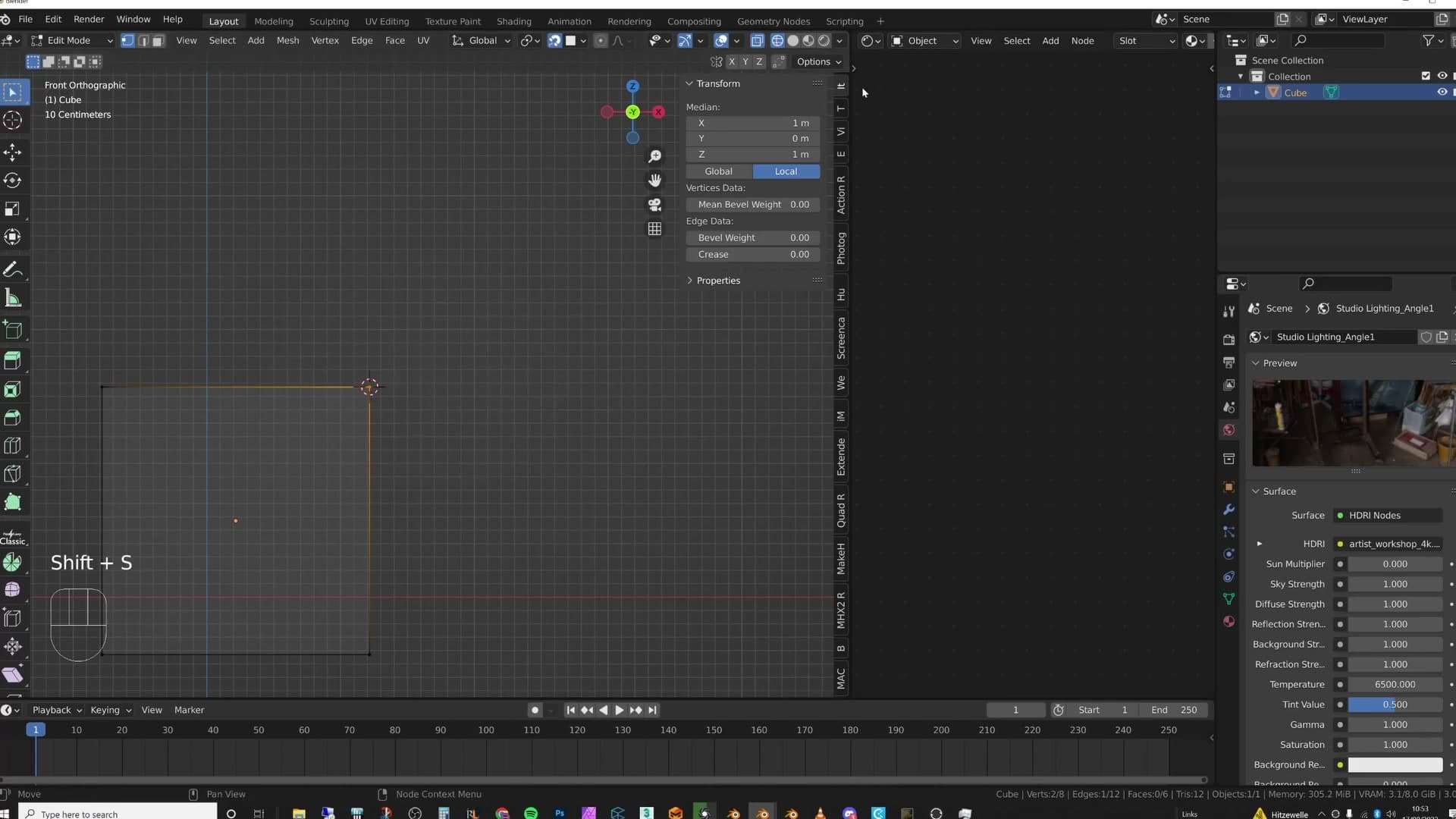 Eyeballed cursor placement leaves the spin offset: the centre point isn't on the true axis.