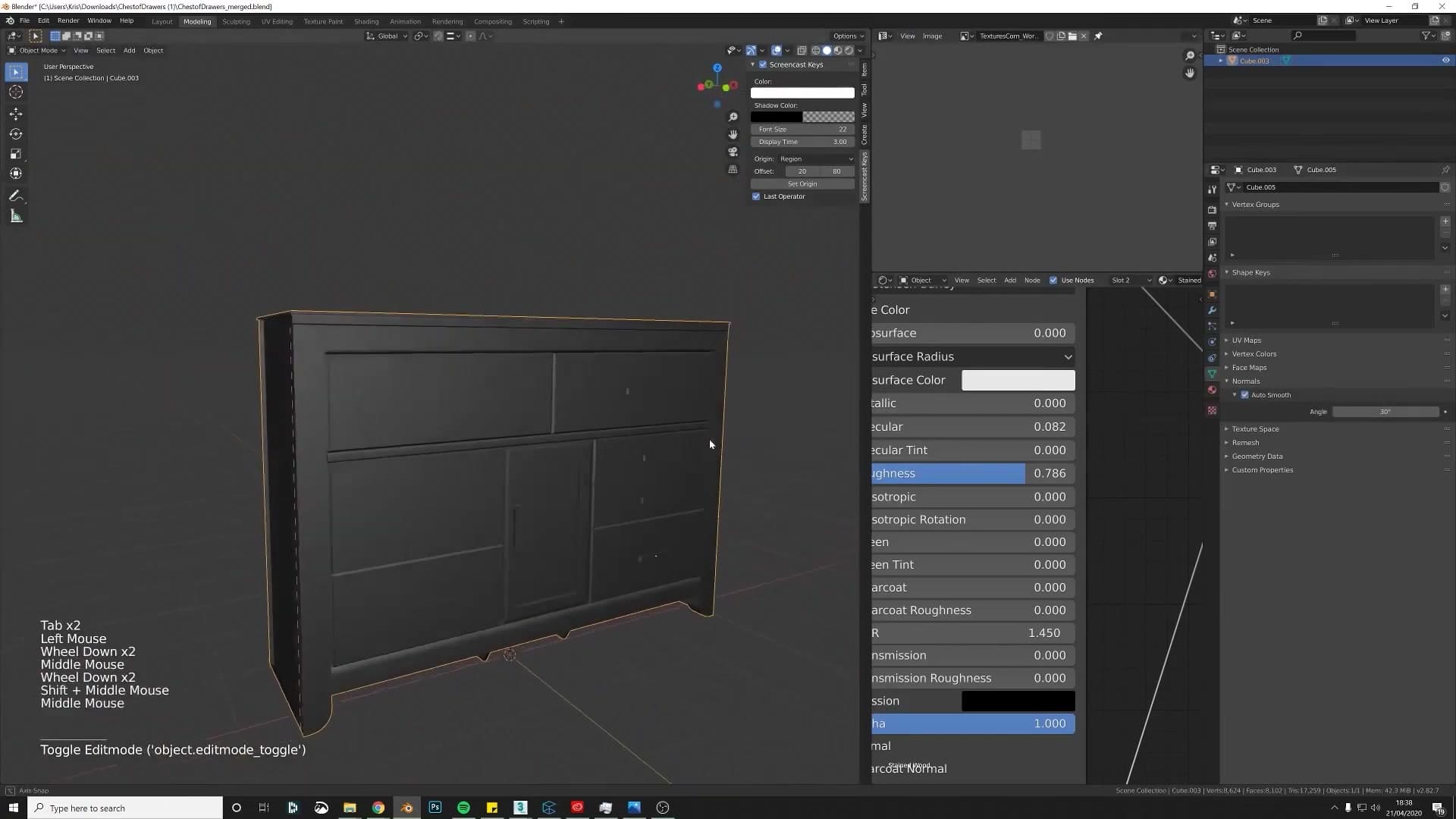 Ctrl+R loop cut and Ctrl+B bevel adding control loops next to a sharp corner.