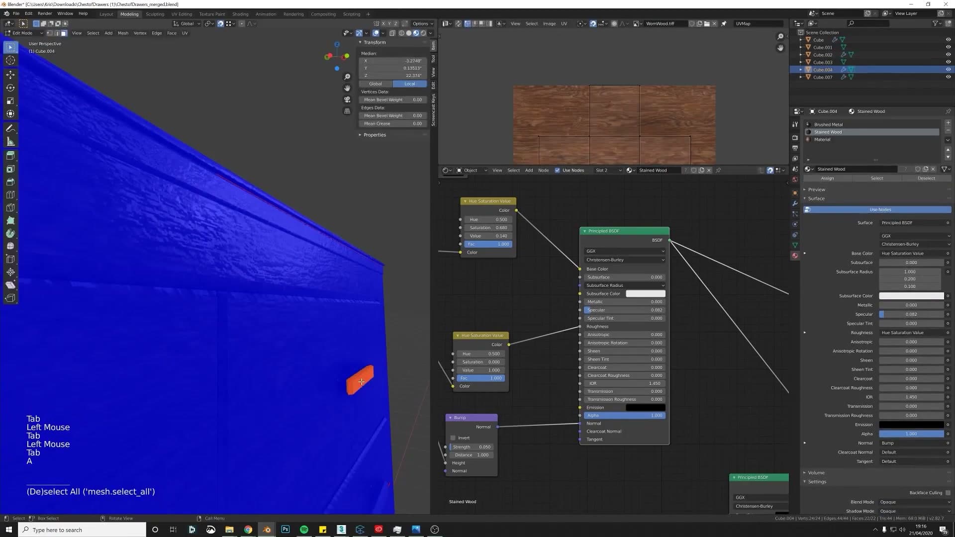 Post Shift+N, every face reading blue with normals consistently outward-facing.