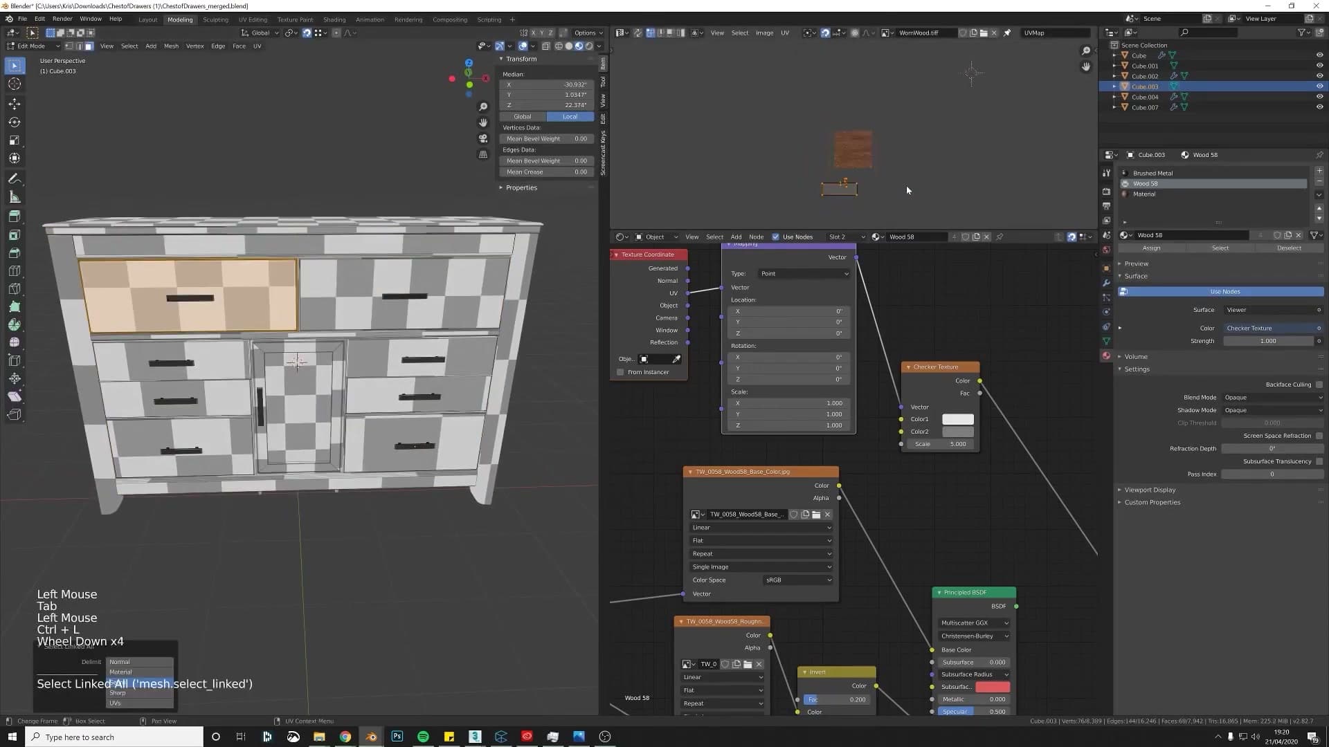 Panels rescaled until every checker square is uniform. Tile-able materials will now read consistently across the model.