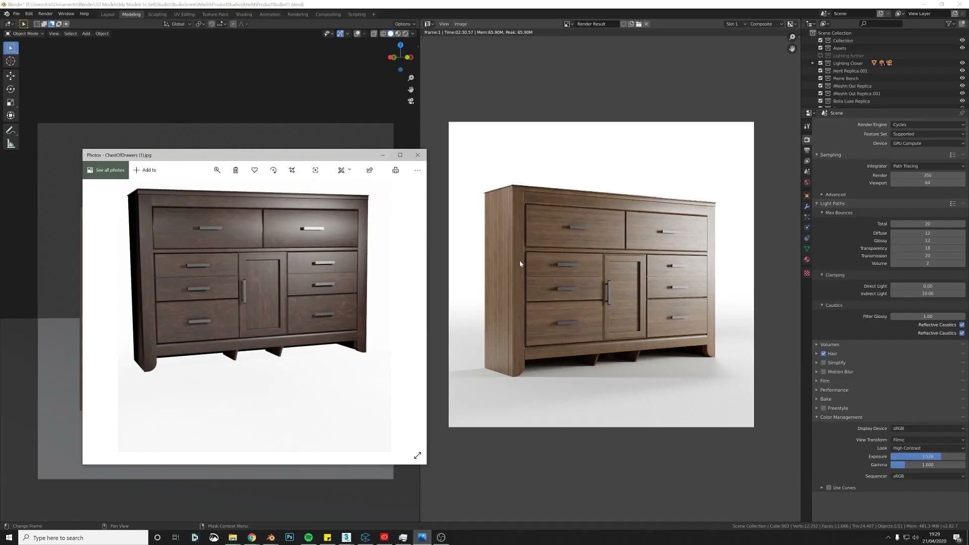 Final 90 degree centred hero render alongside the original angled submission. Same model, far more sellable presentation.