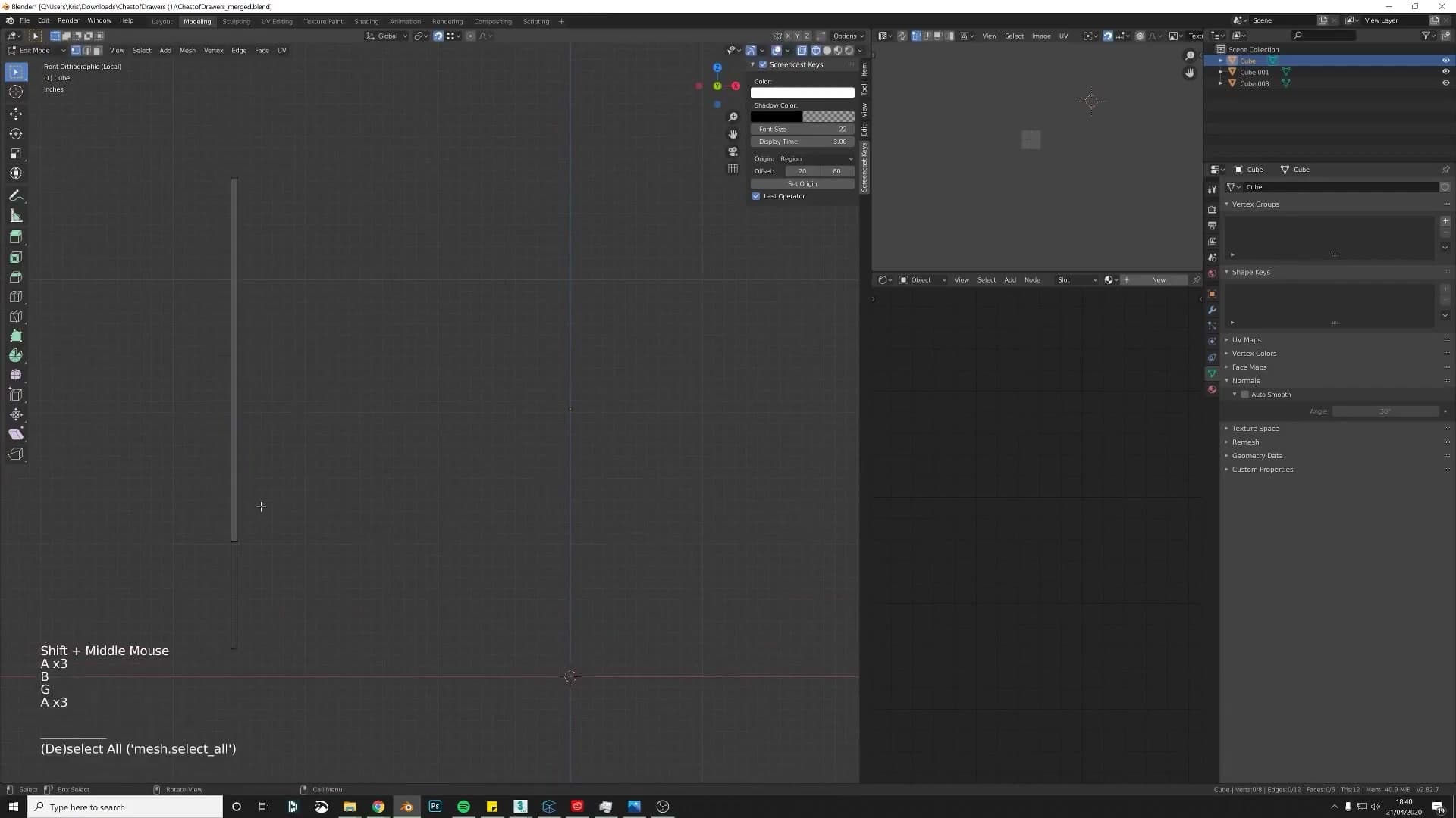 Snapping the new cube's vertices to the original outline using Shift+Tab vertex snap.