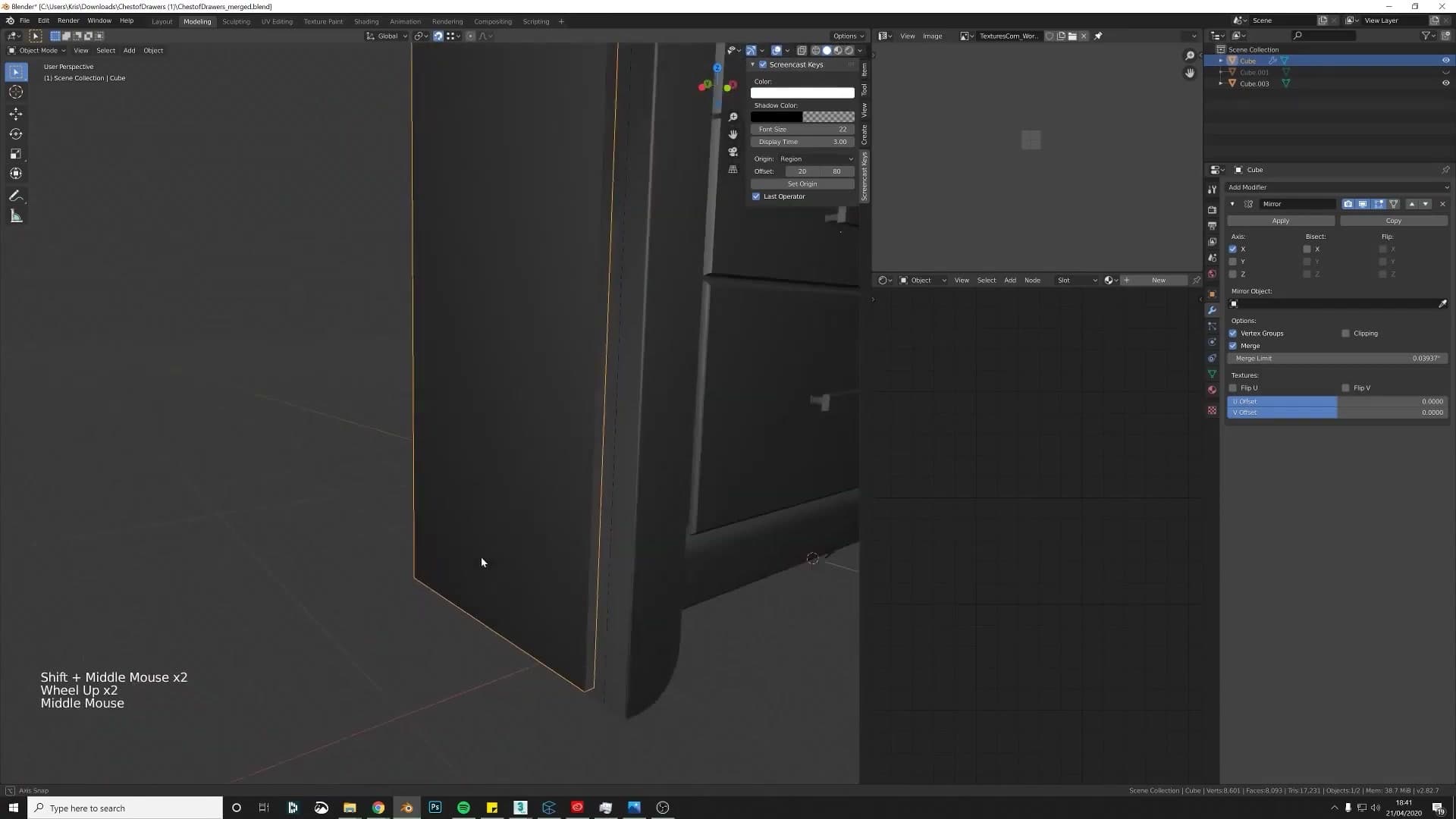 Mirror modifier added, with both side panels rebuilt from one piece.