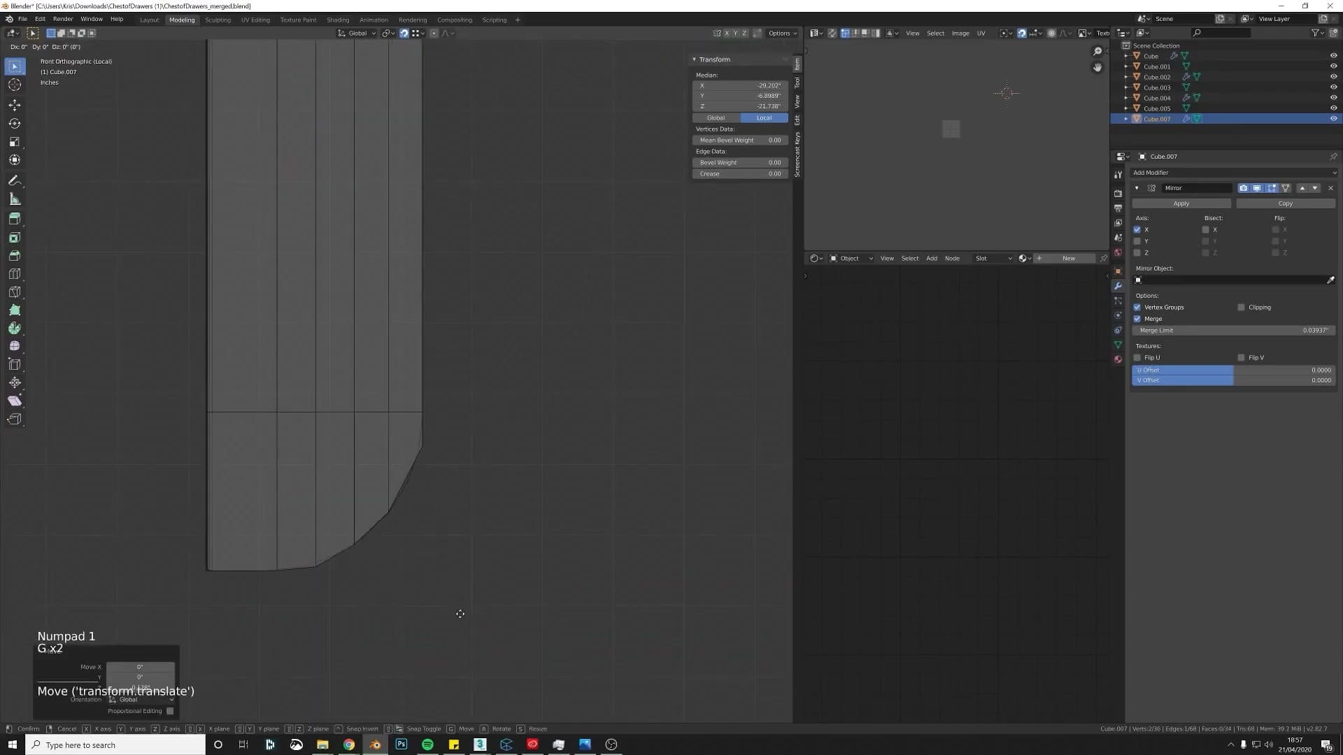 Supporting loop cuts added so SubSurf has something to pull against on the corners.