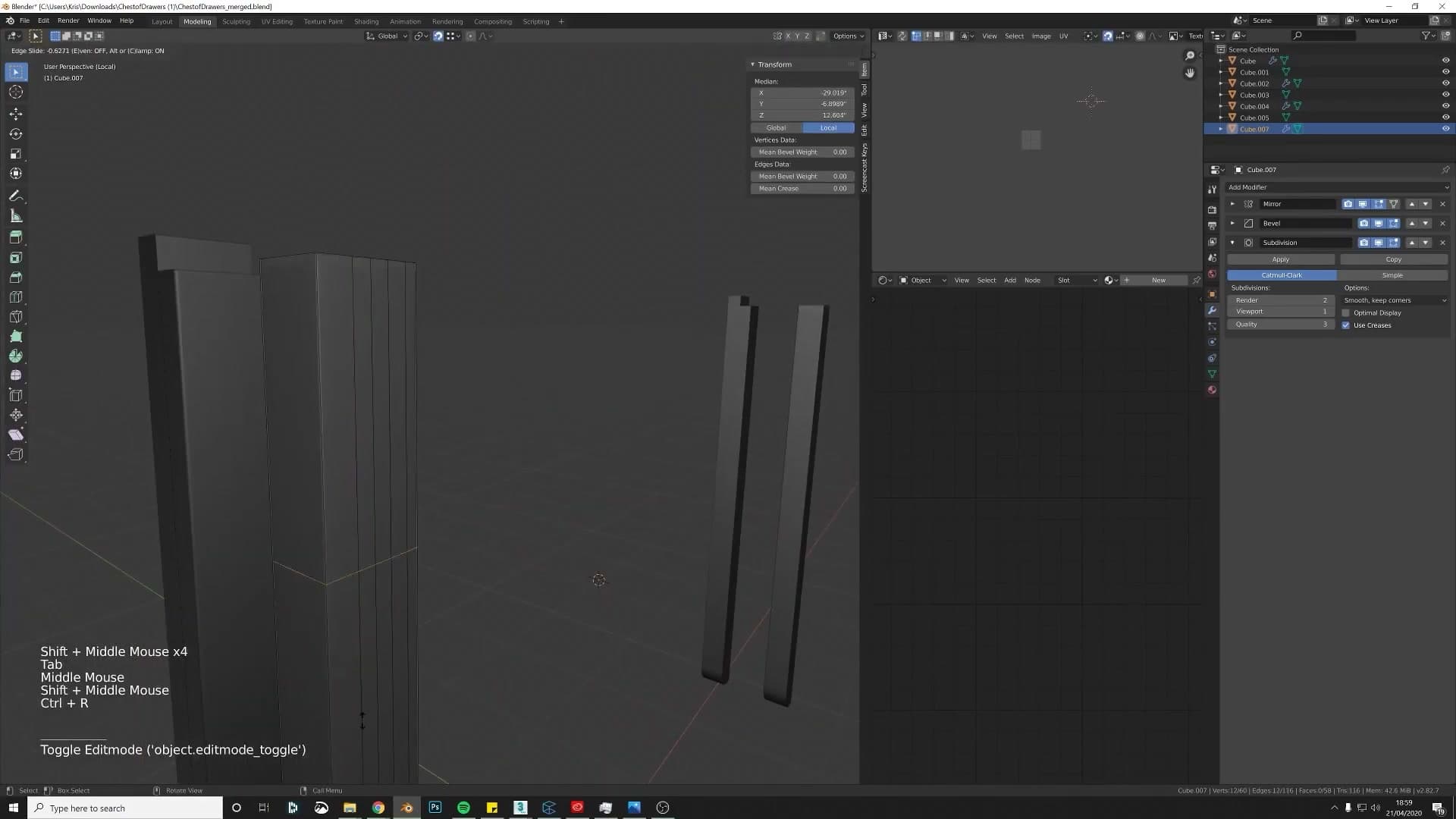 Smooth curved panel produced by SubSurf with bevel and supporting edges, non-destructive and tweakable.