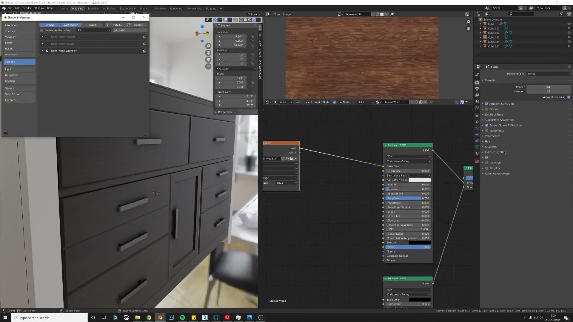 Node Wrangler add-on enabled in Edit > Preferences > Add-ons.