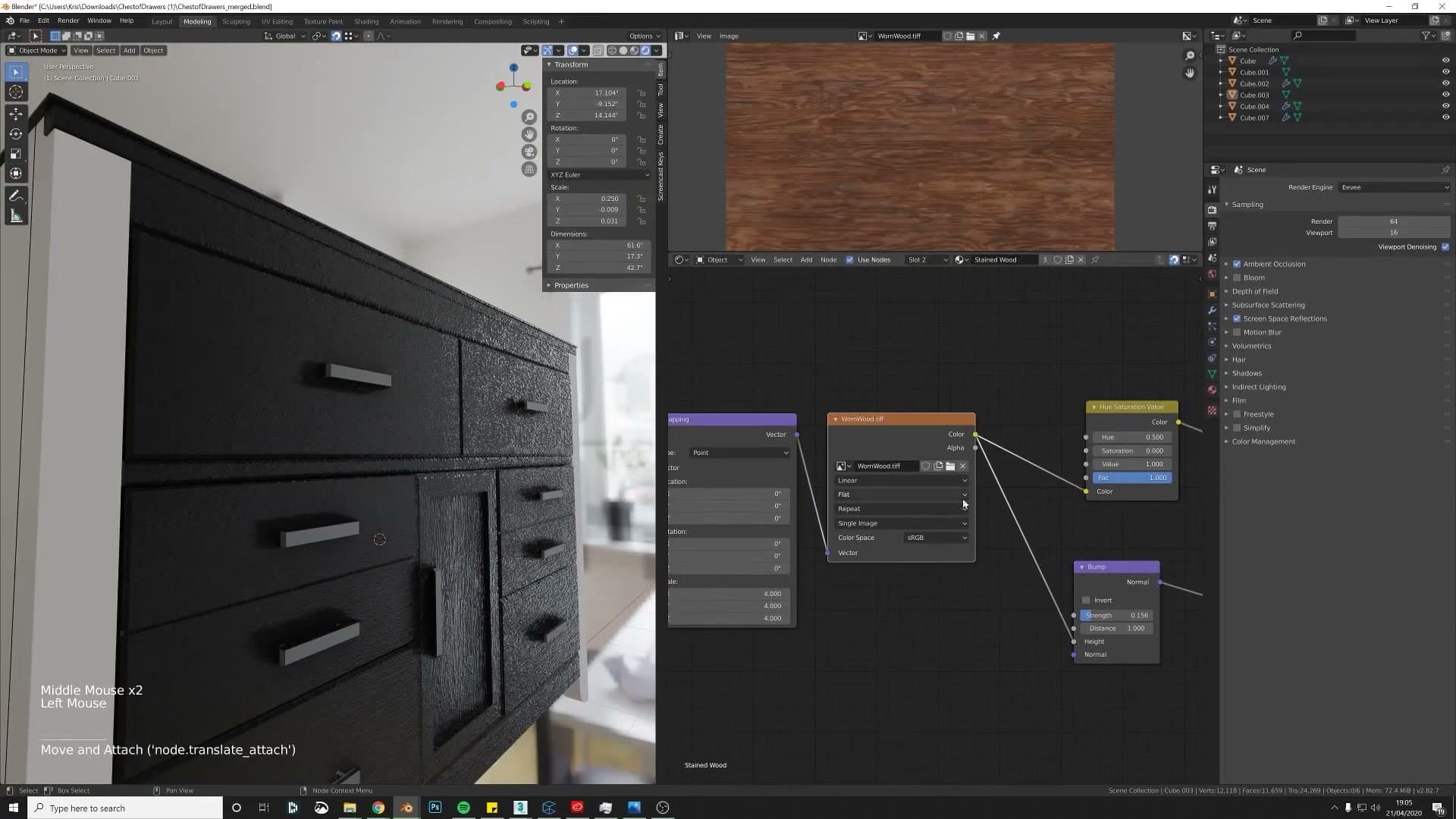 Bump node strength dialled right down to ~0.05, enough surface micro-detail without overcooking it.