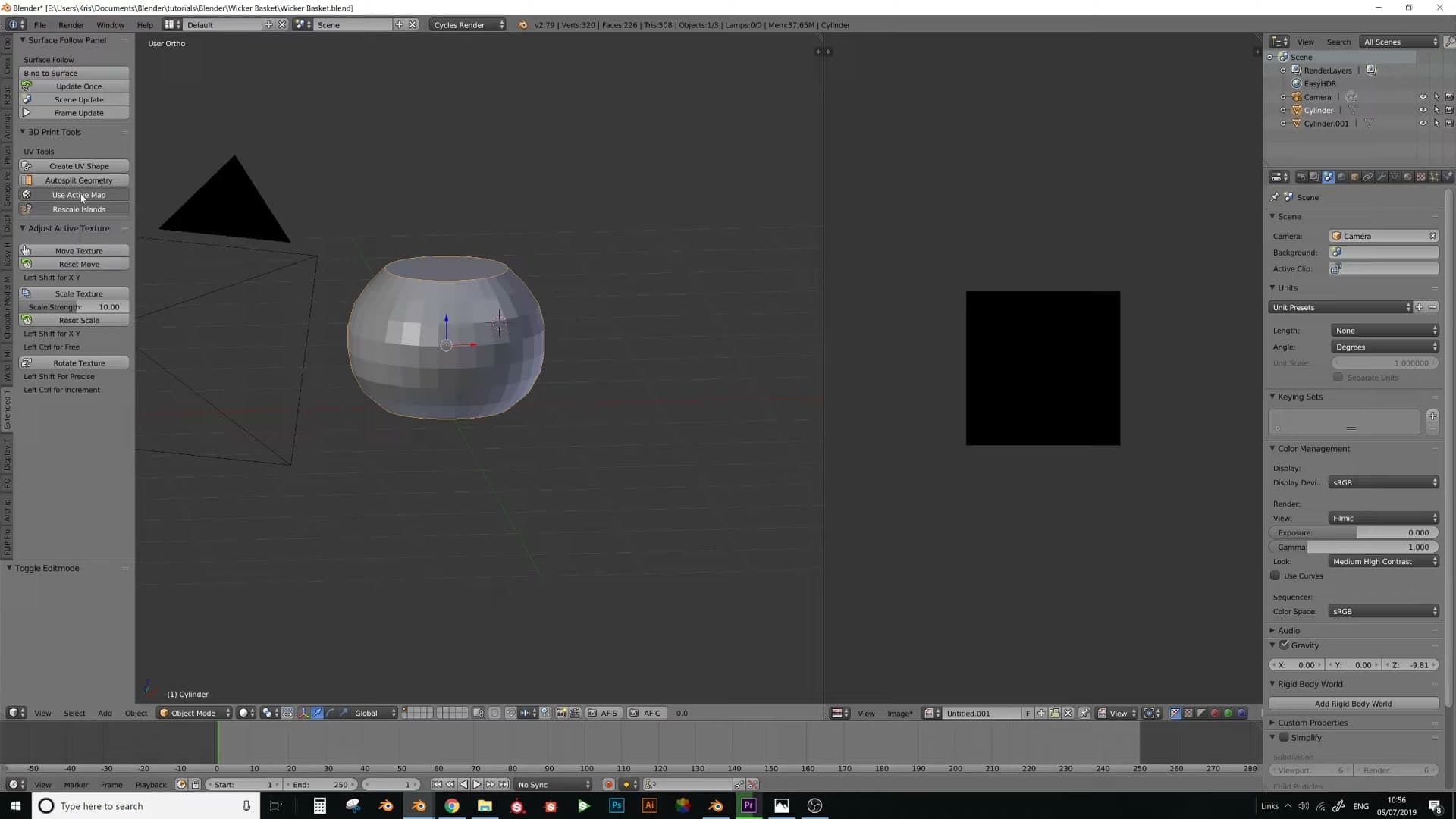 After Quad Unwrap (Space search) on a selected face, the UV island becomes a perfect rectangle.