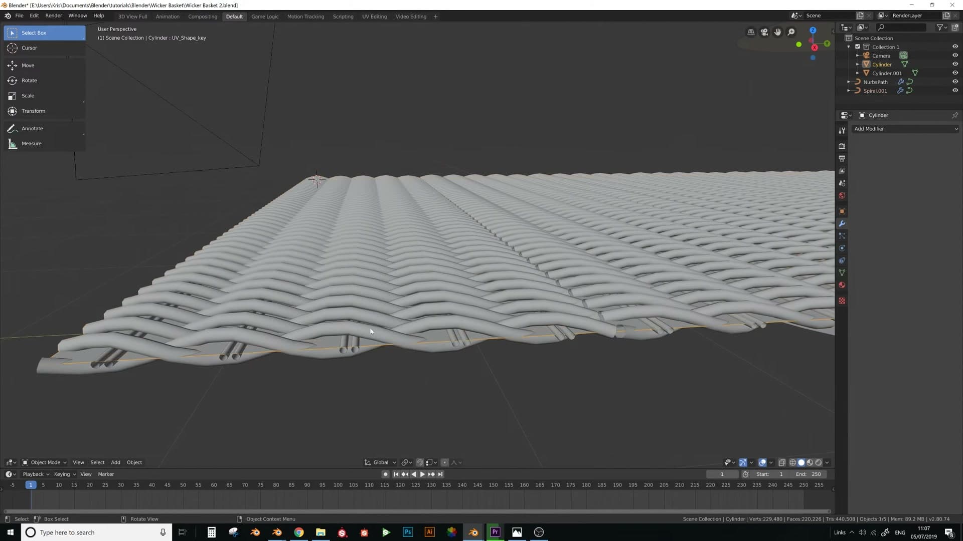 Geometry preview removed once spacing is correct, back to a clean flat curve for binding.
