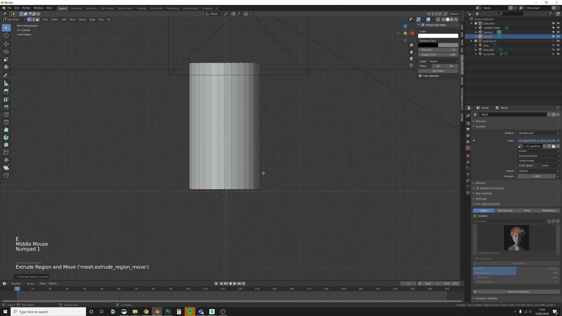 Extruding and insetting the cylinder cap to form the vase opening