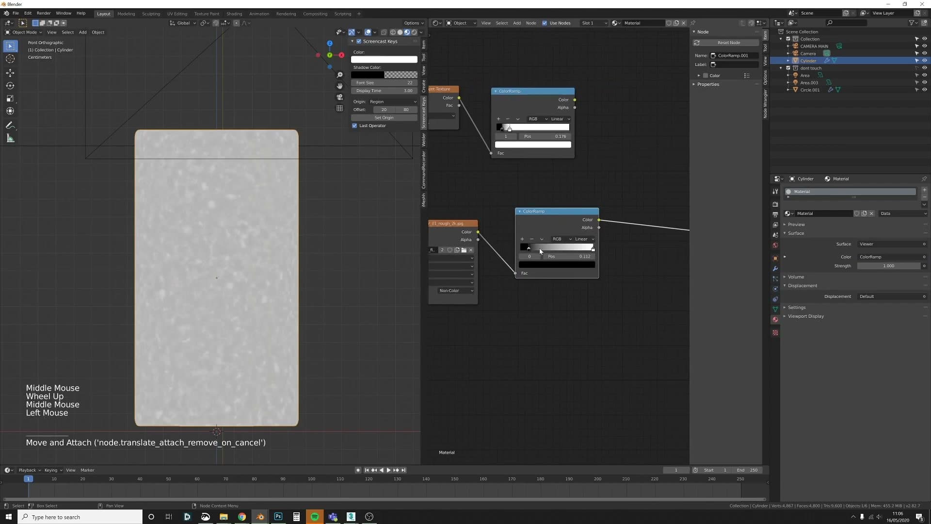 Image texture and Color Ramp added as a high-contrast noise source