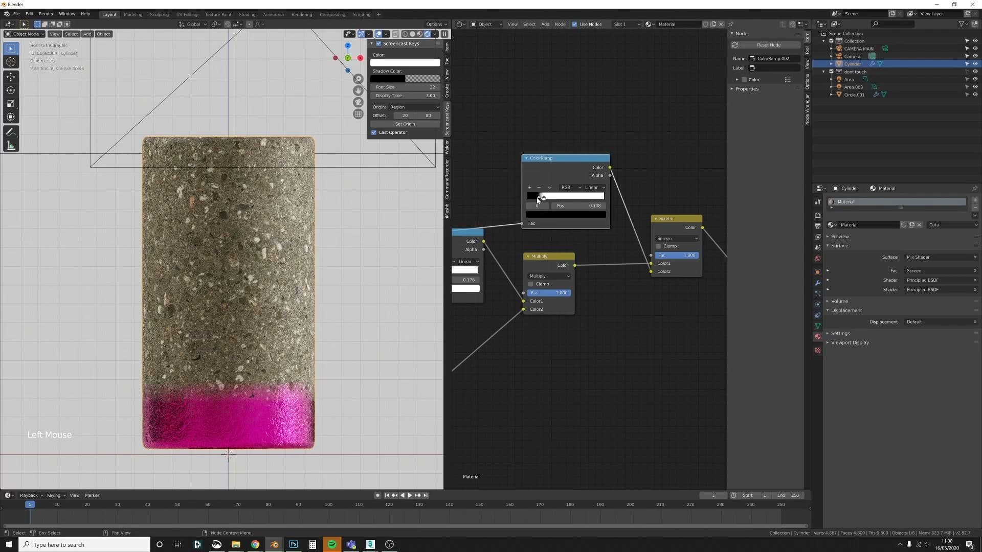 Tweaking Color Ramp stops to position the wear line on the vase