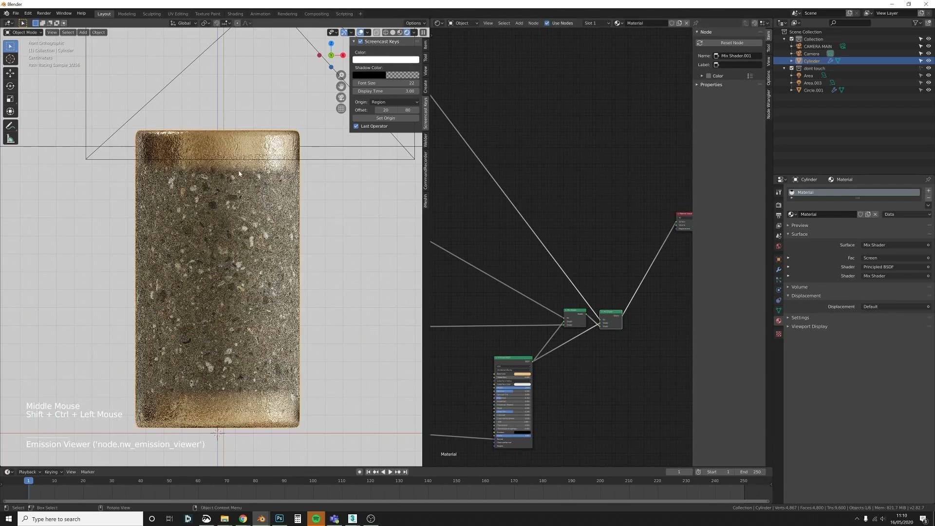 Two Mix Shaders chained, concrete now fades to metal top and bottom