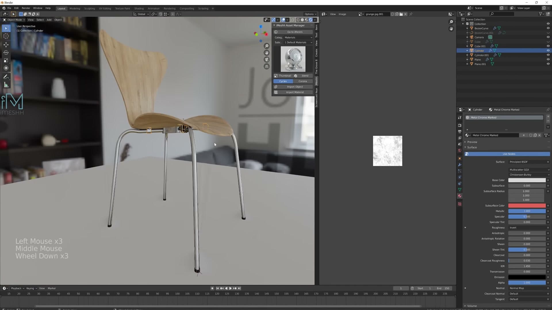 World tab with Environment Texture added so the chair has image-based lighting.