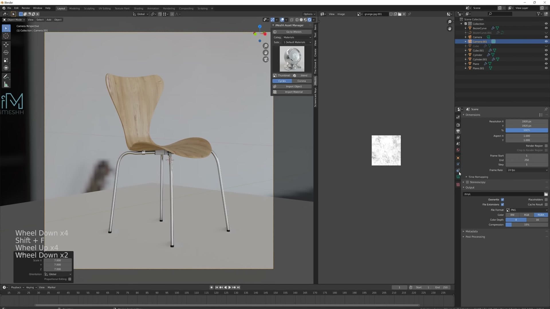 Shift+Z Rendered shading mode with Eevee Ambient Occlusion and Screen Space Reflections enabled.