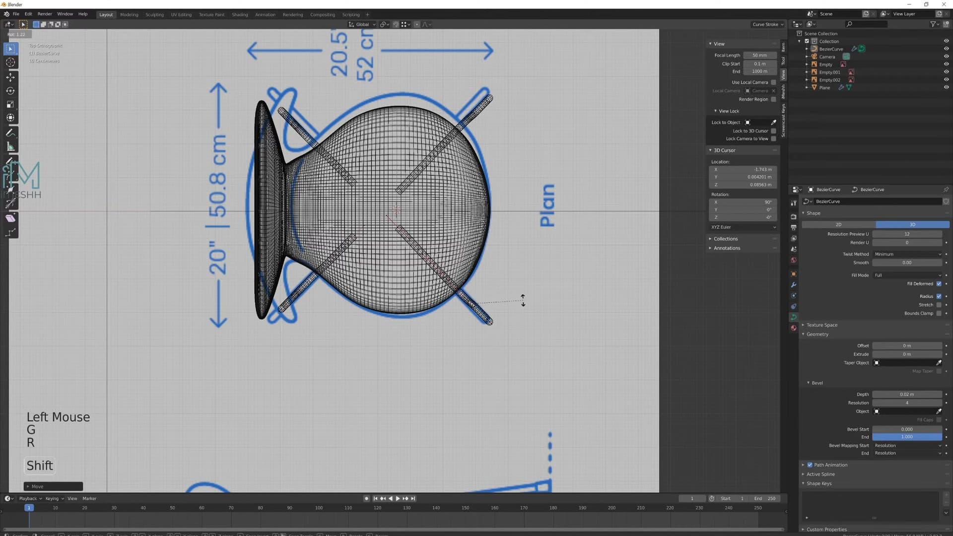 Vertex snapping used (G then Z) to make sure both leg pairs sit at the same height.