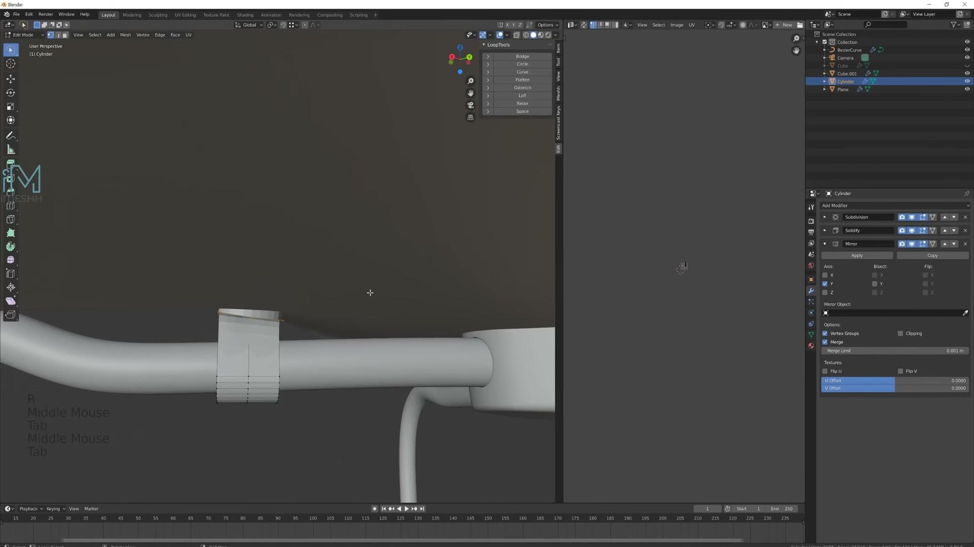 Brace rotated and snapped between the legs using Ctrl Plus to grow the selection.