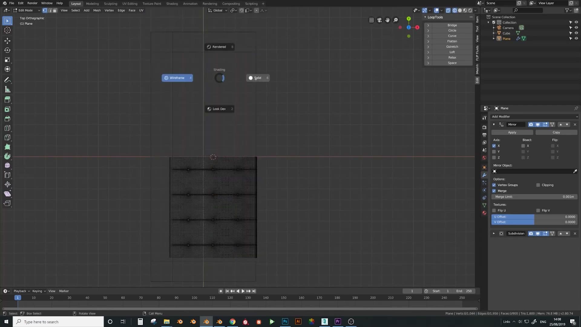 Mirror modifier added after Origin to 3D Cursor: the grid reflects perfectly across the seat.