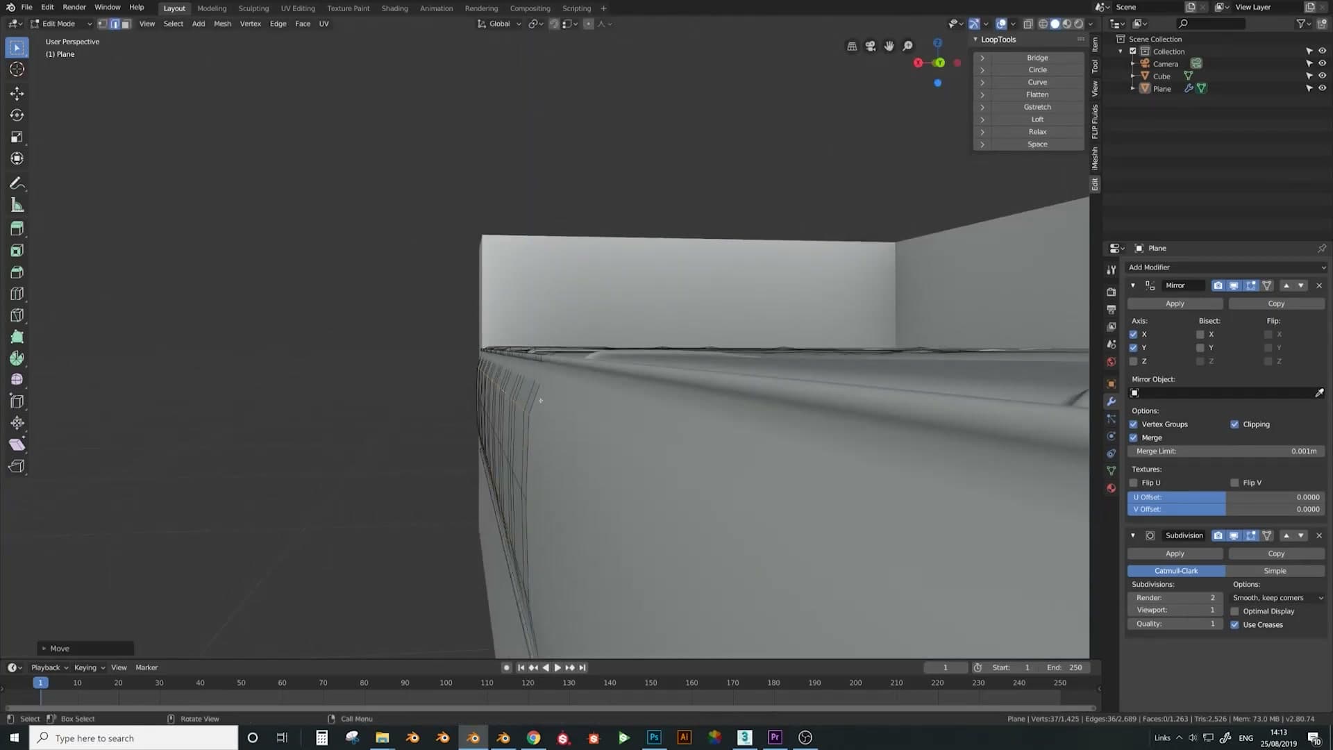 Merge by Distance removes the three overlapping verts left by the mirror join.