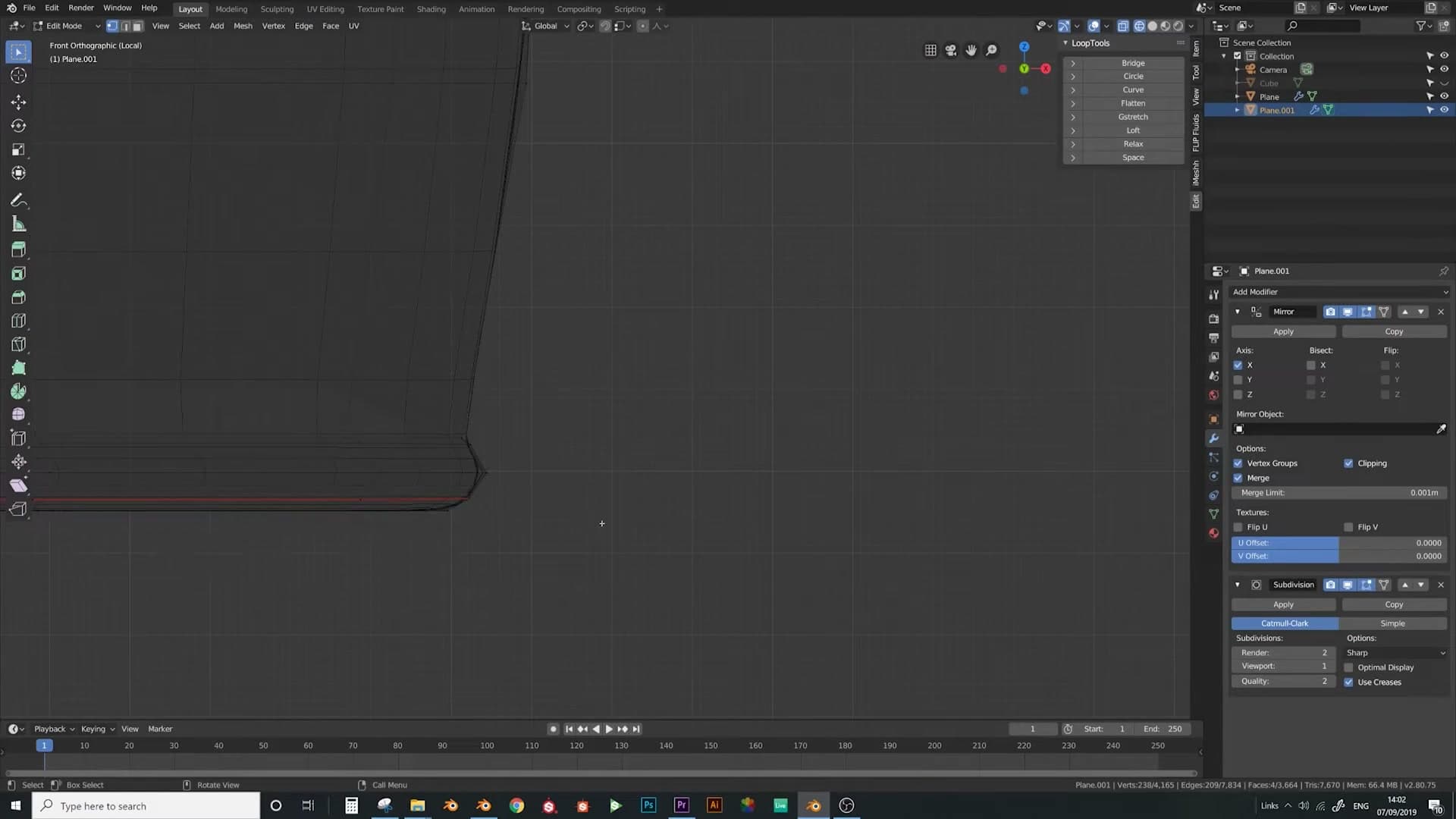 Wireframe + side view to deselect any verts on the very top/bottom edges so creases don't tear through the mesh.