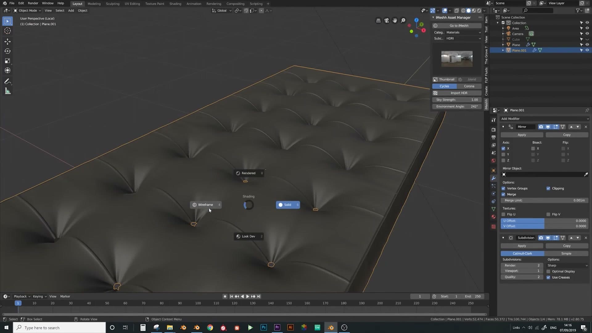 Rendered Eevee preview: creases reading as real fabric folds.