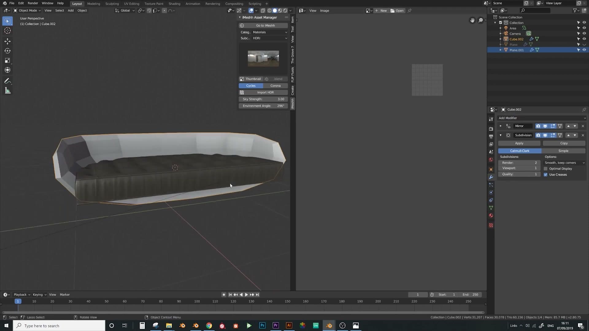 Mirror plus Subdivision Surface stacked on the half-frame mesh.