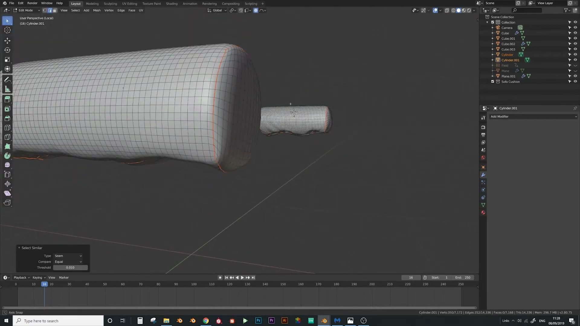 Second bolster overlapping slightly with the first for natural compression.