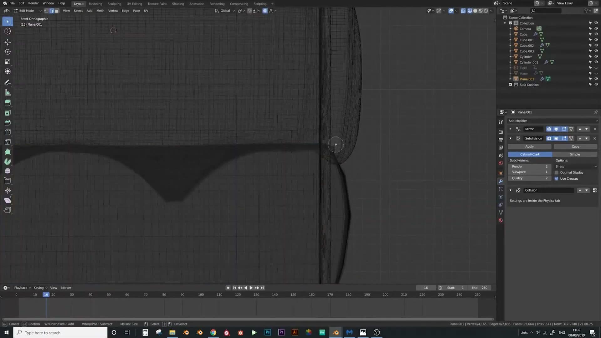 Proportional move on the corner vertex to round off the square seam join.