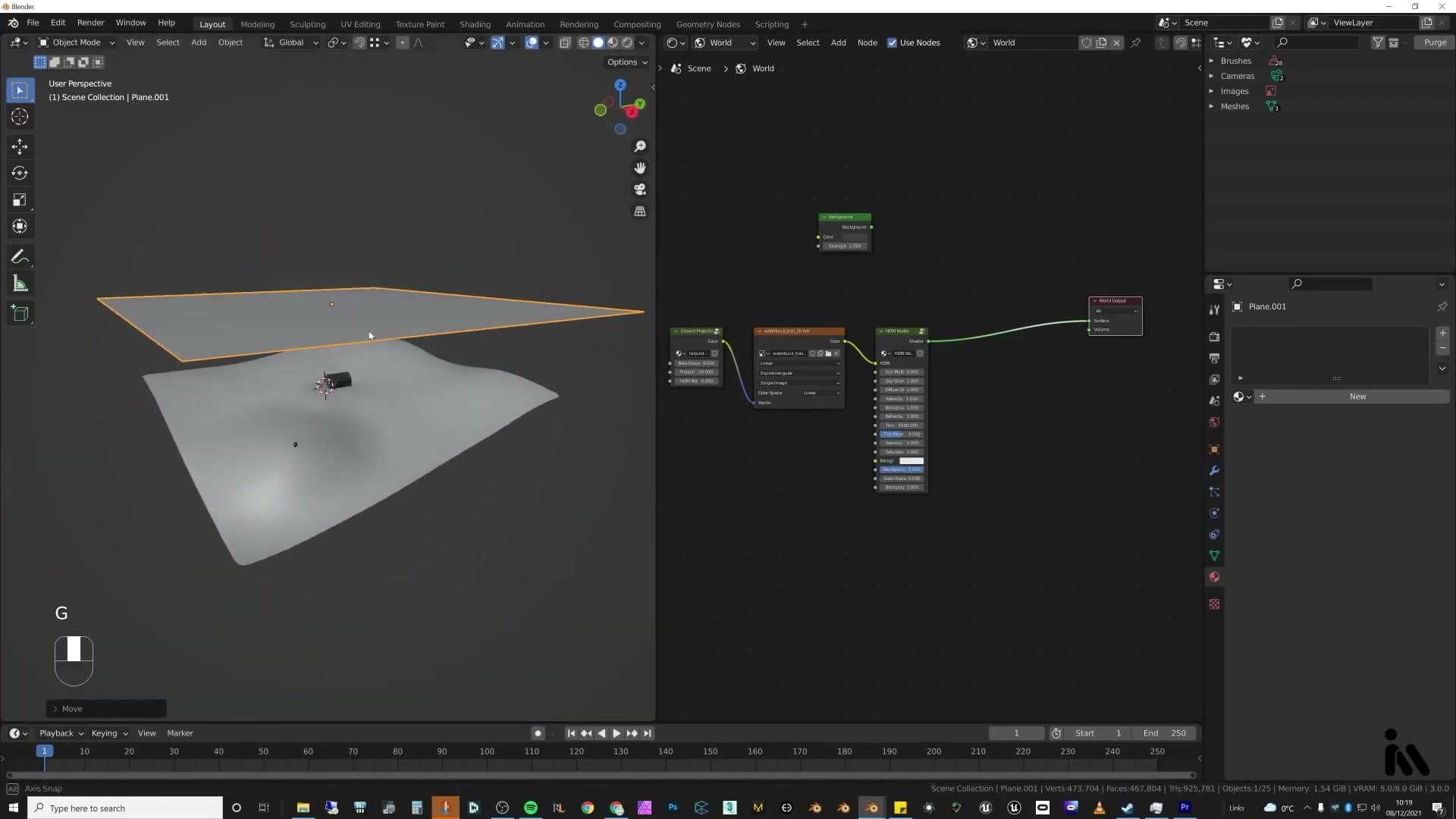 Cloud shader: noise texture, colour ramp tightening the contrast, mapping node for scale and offset.