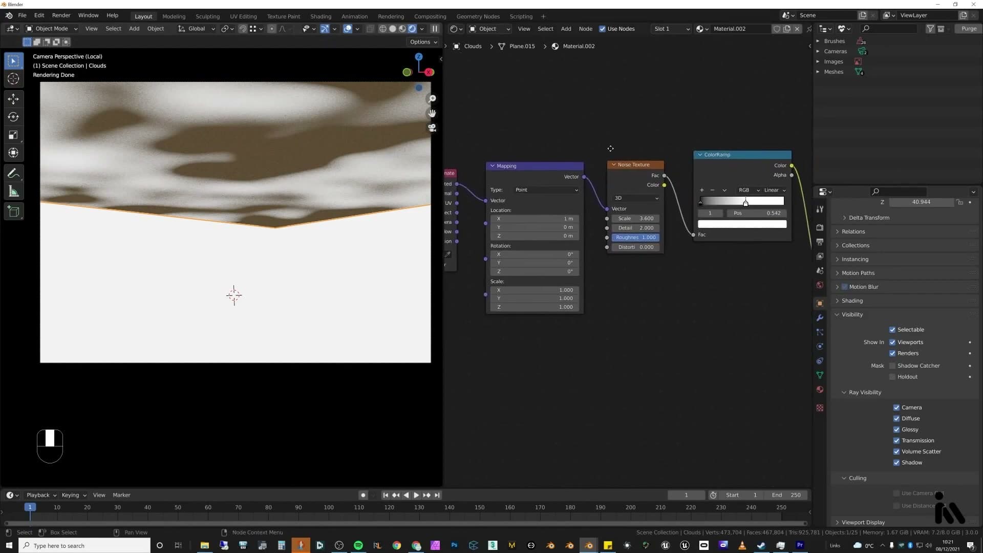 Noise output routed into both the colour and the alpha to punch holes in the shadow plane.