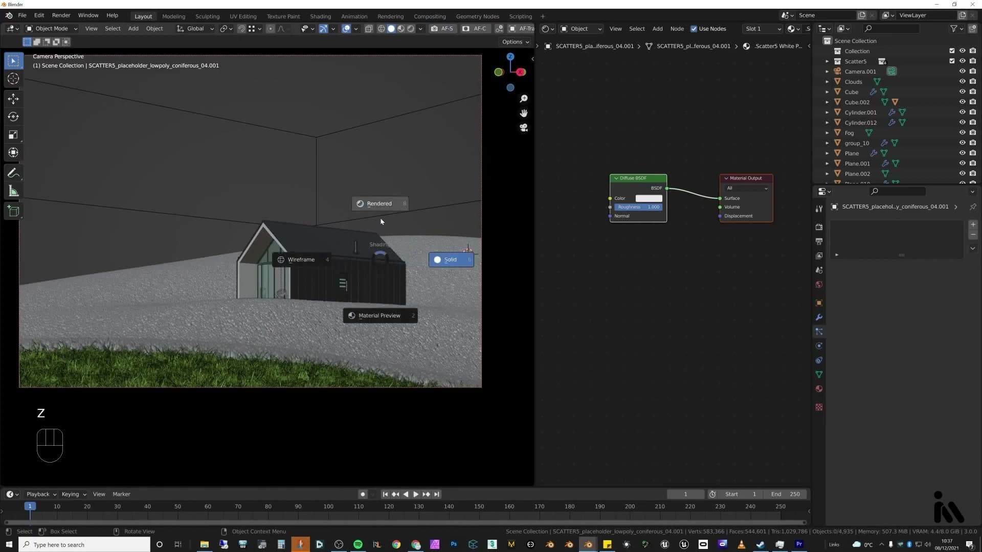 Camera optimisation enabled so only objects in the camera frustum are evaluated.