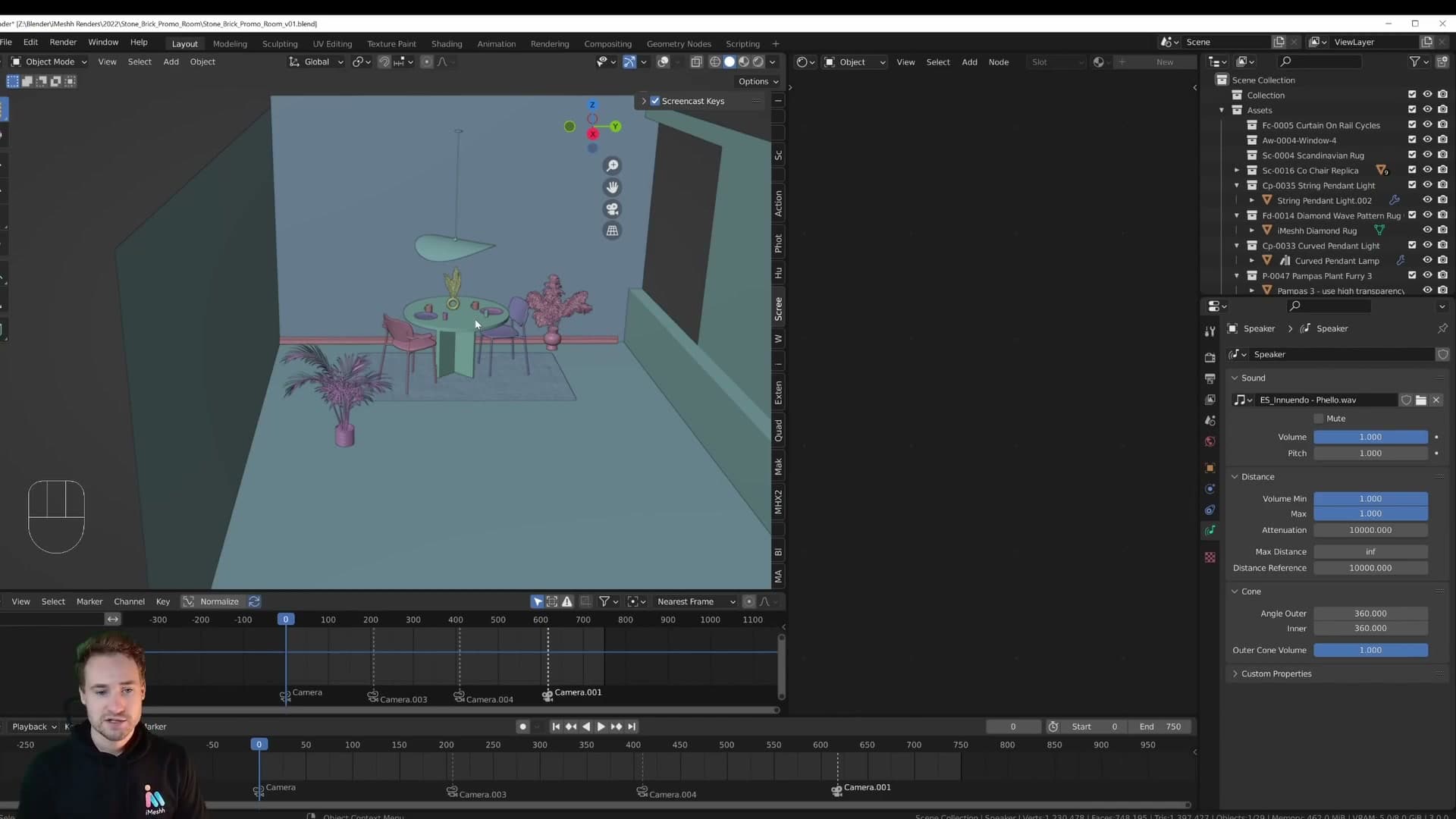 Plan of what's coming. Music setup, camera cuts, the wall material switcher, then the lighting reveal.