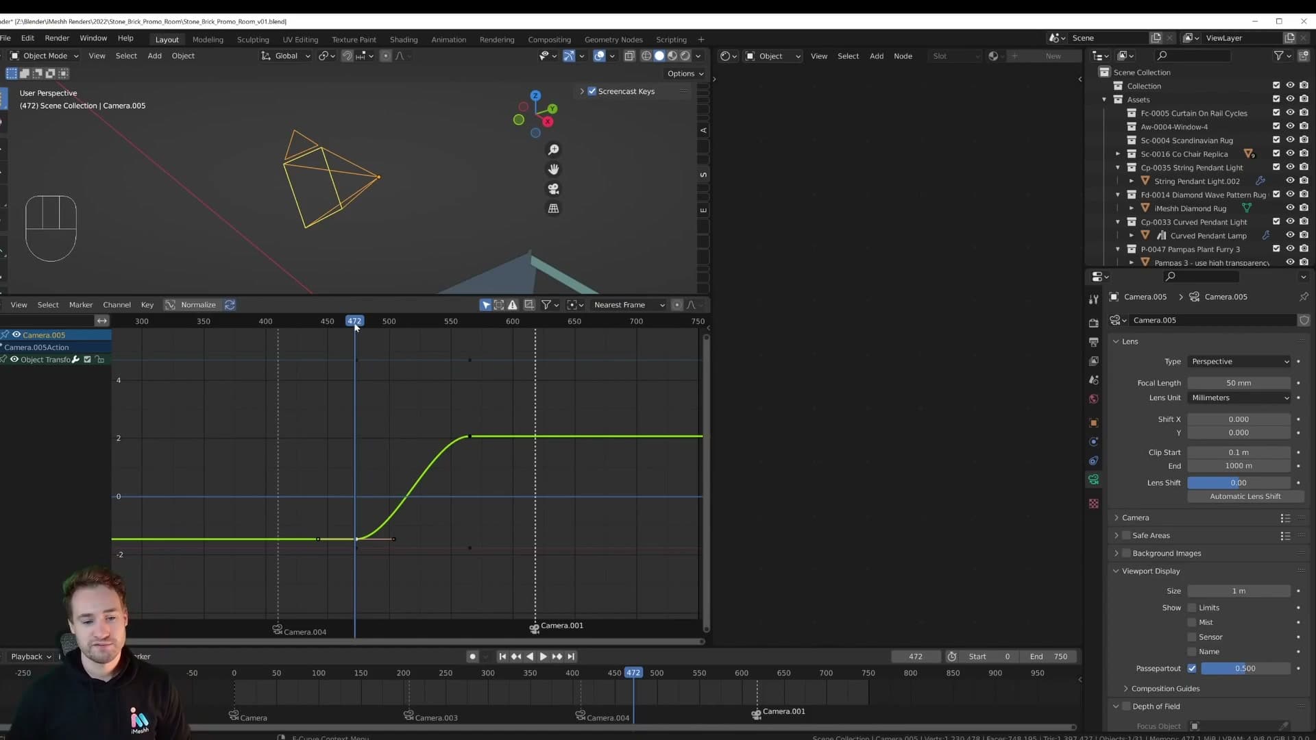 Default Bezier F-curves: they ease in at the start and ease out at the end of every move.
