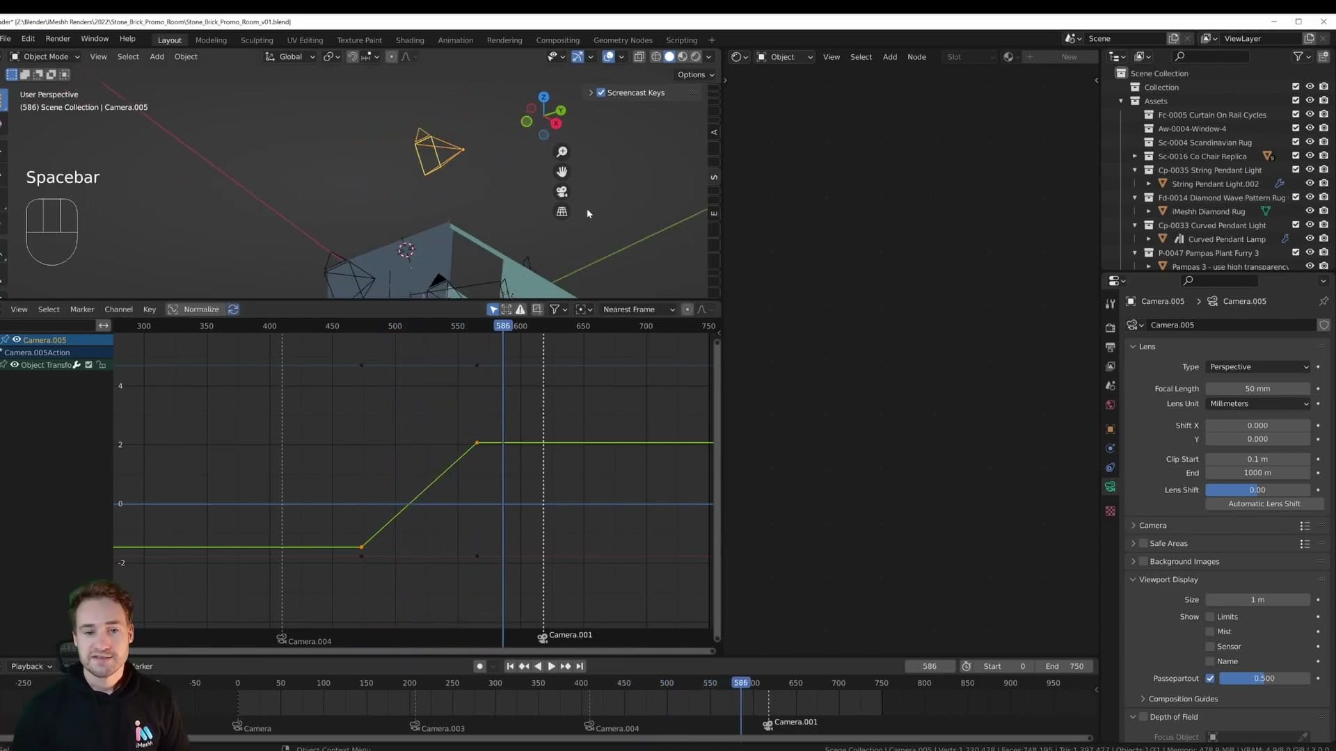 After conversion to Linear. The curve is a straight line, giving a constant-speed dolly throughout the clip.