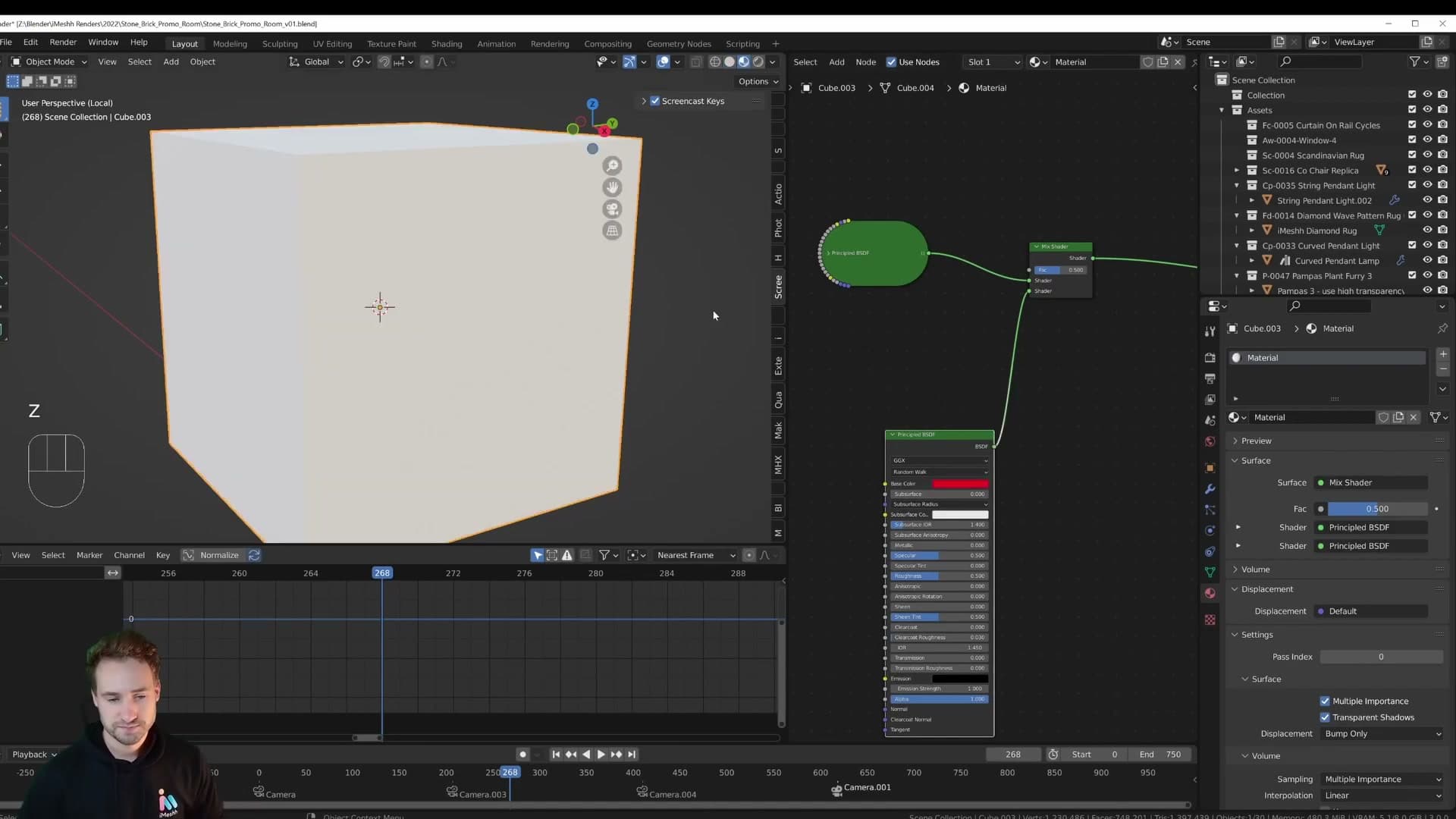 A simple demo: two materials feeding a Mix Shader. Keyframe the Fac 0 on one frame, then 1 on the next, and the cube switches instantly.