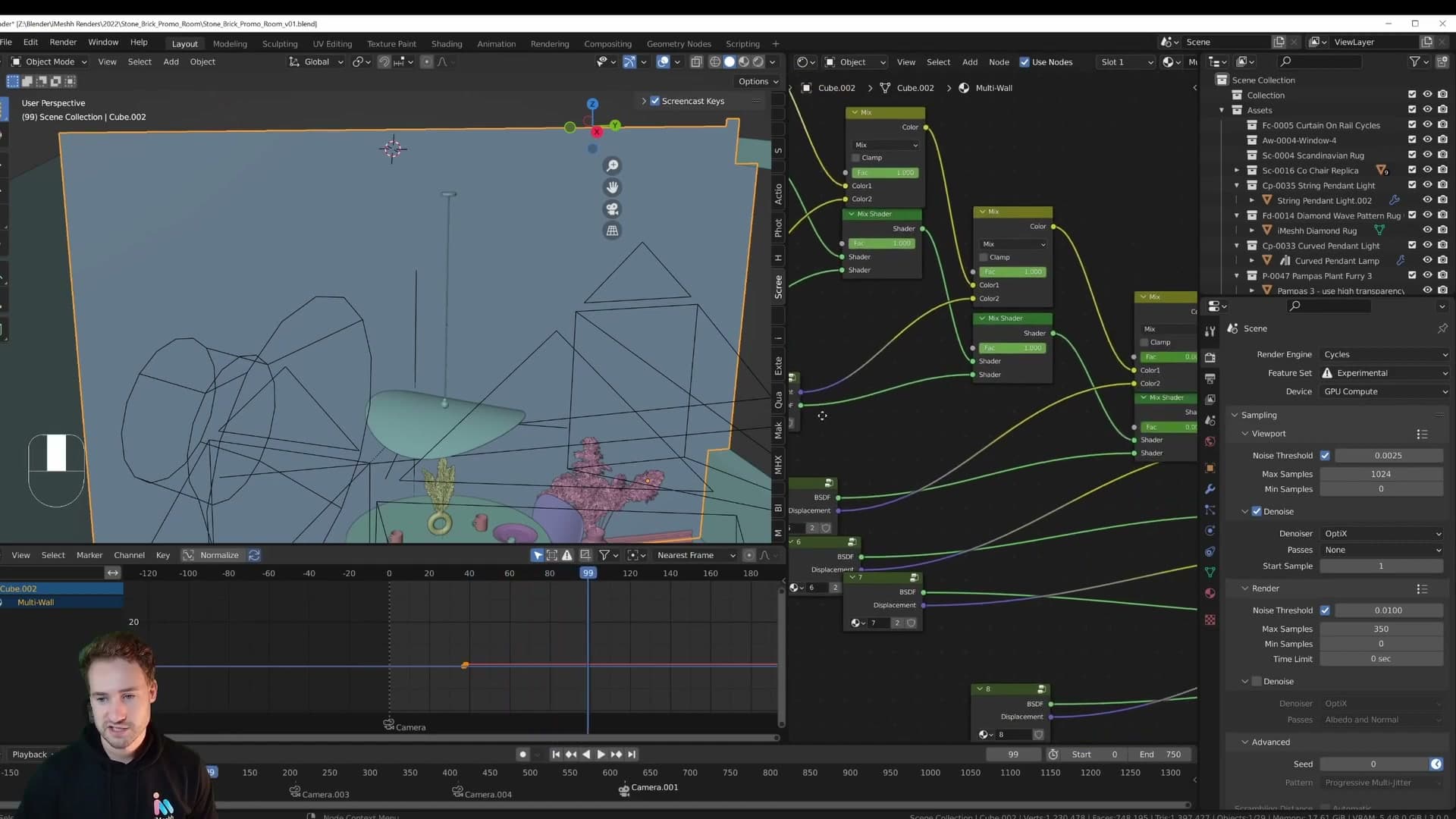 Render preview of the switch. One material flips to the next in a single frame, preserving displacement detail.
